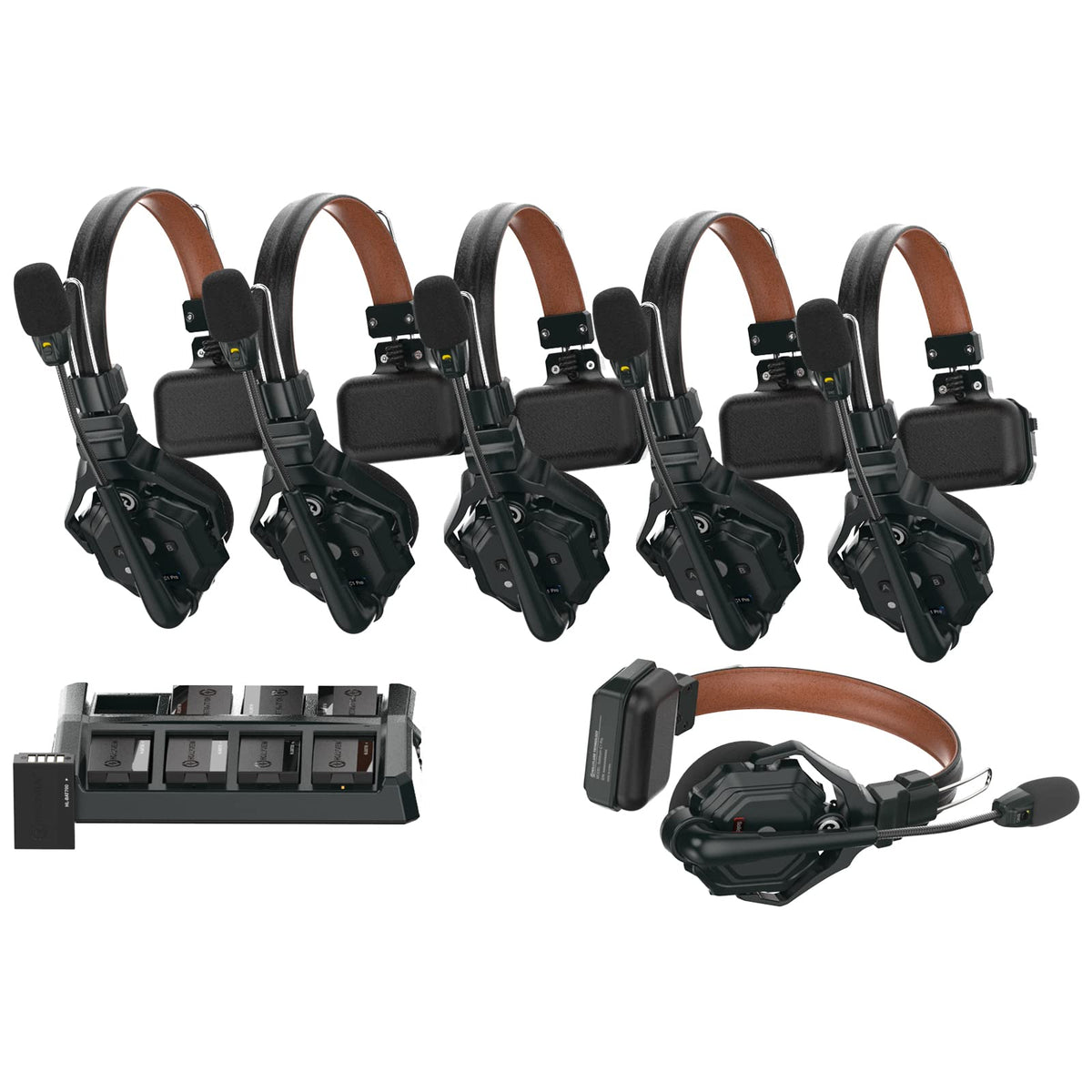 Hollyland Solidcom C1 Pro Wireless Intercom Headset System Enc Noise Cancellation Full Duplex 6-Person 1100Ft Team Communication
