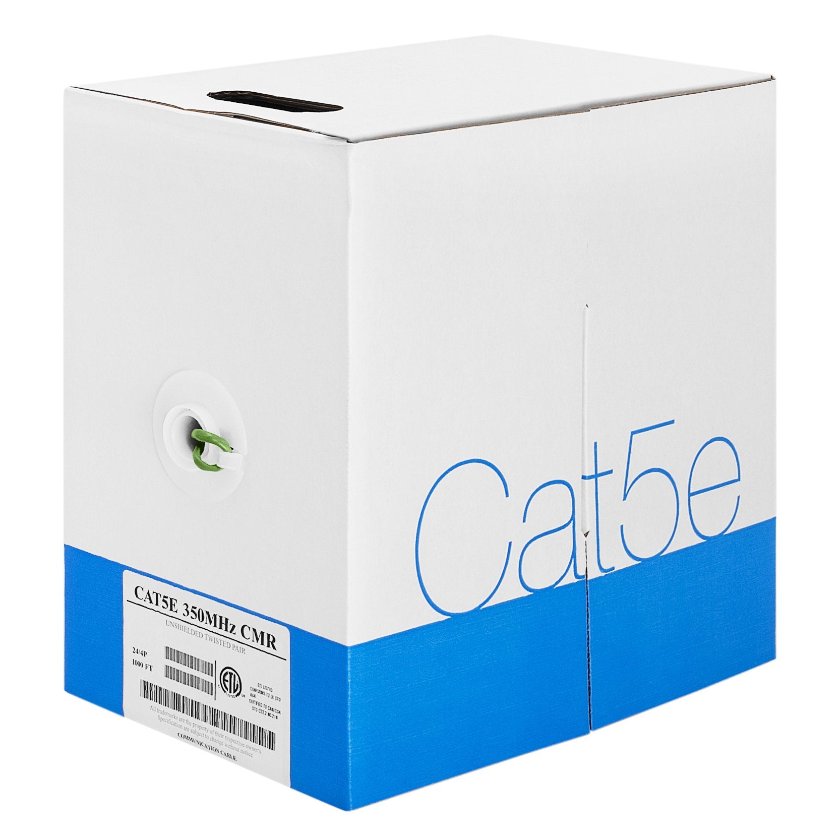 Cmple 1000Ft Cat5E 24Awg Bulk In Wall Ethernet Cable 350Mhz, Bare Copper   Green