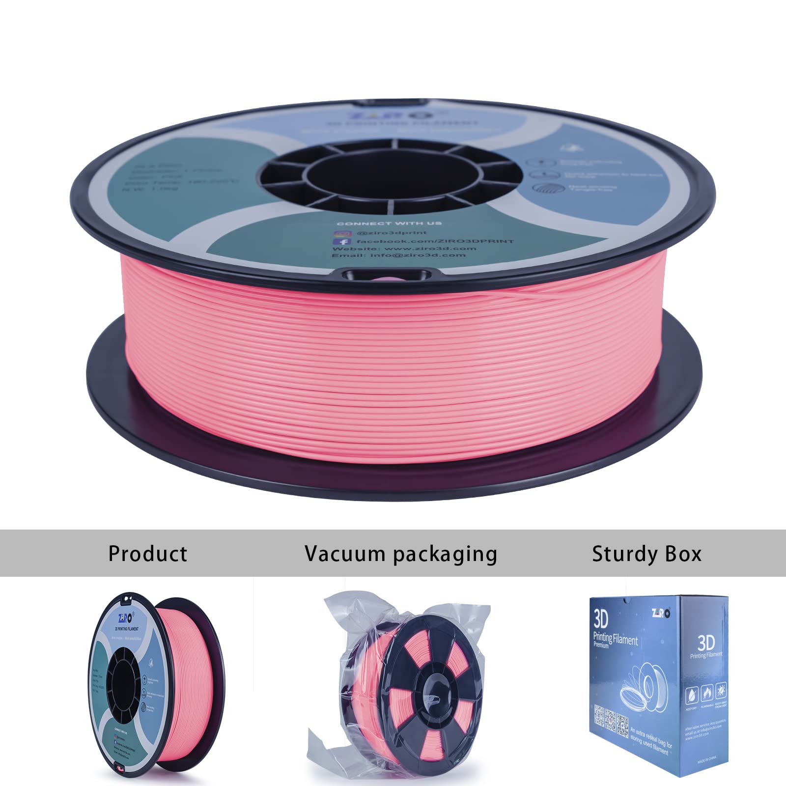 Ziro Pla Filament 1.75Mm,3D Printer Filament Pla Pro Basic Color Series 1.75Mm 1Kg(2.2Lbs), Dimensional Accuracy +/  0.03Mm,Pink