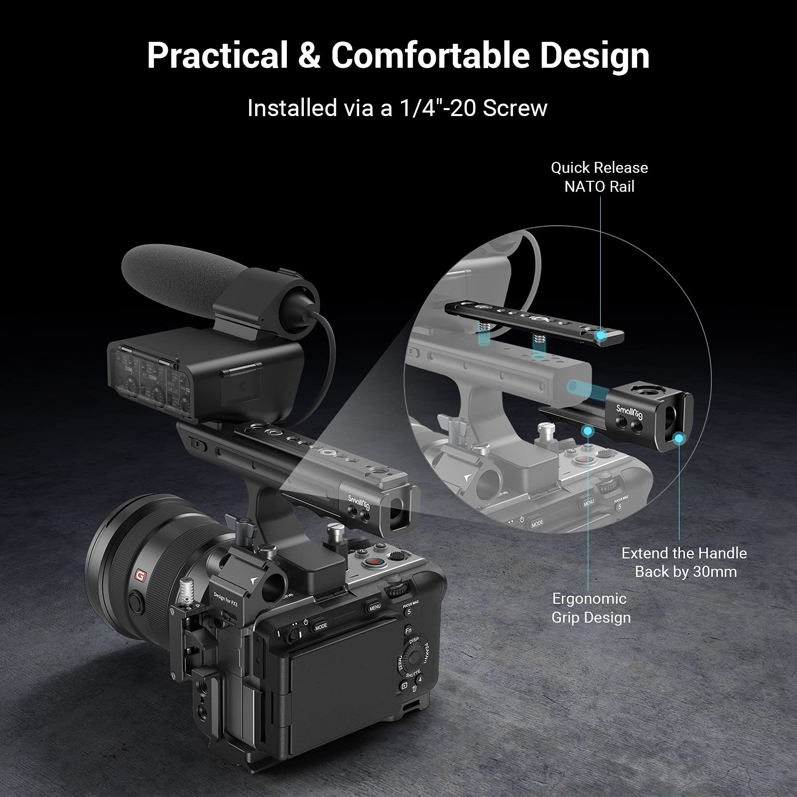 Smallrig Fx3 / Fx30 Xlr Handle Extension Rig For Sony - Md3490