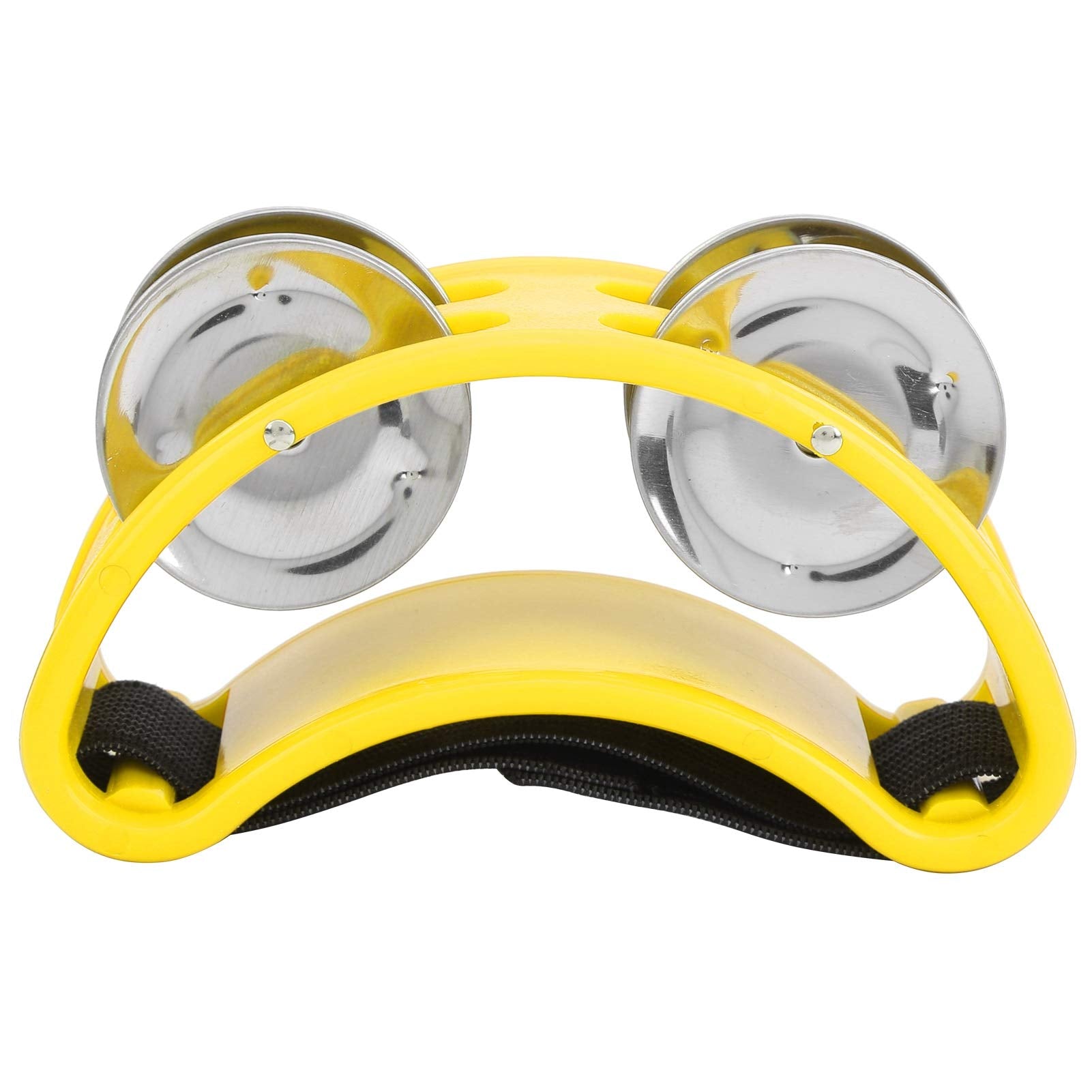 ELBME Foot Tambourine Percussion, Bearable Crisp Lightweight Elliptical Hand Foot Jingle, for Band Adults Kids KTV(Yellow)