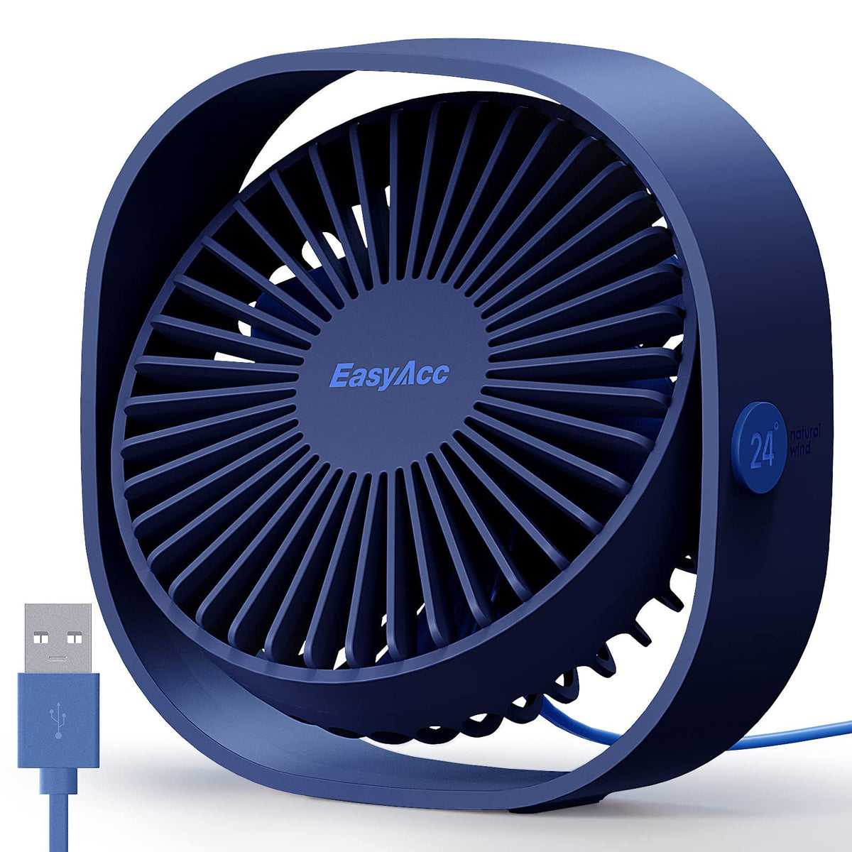 Easyacc Usb Desk Fan, 3 Speeds Usb Fan [Lower Noise Usb Powered Only&Powerful Desk Fan] Usb Portable Powered Fan, 360   Rotatabl
