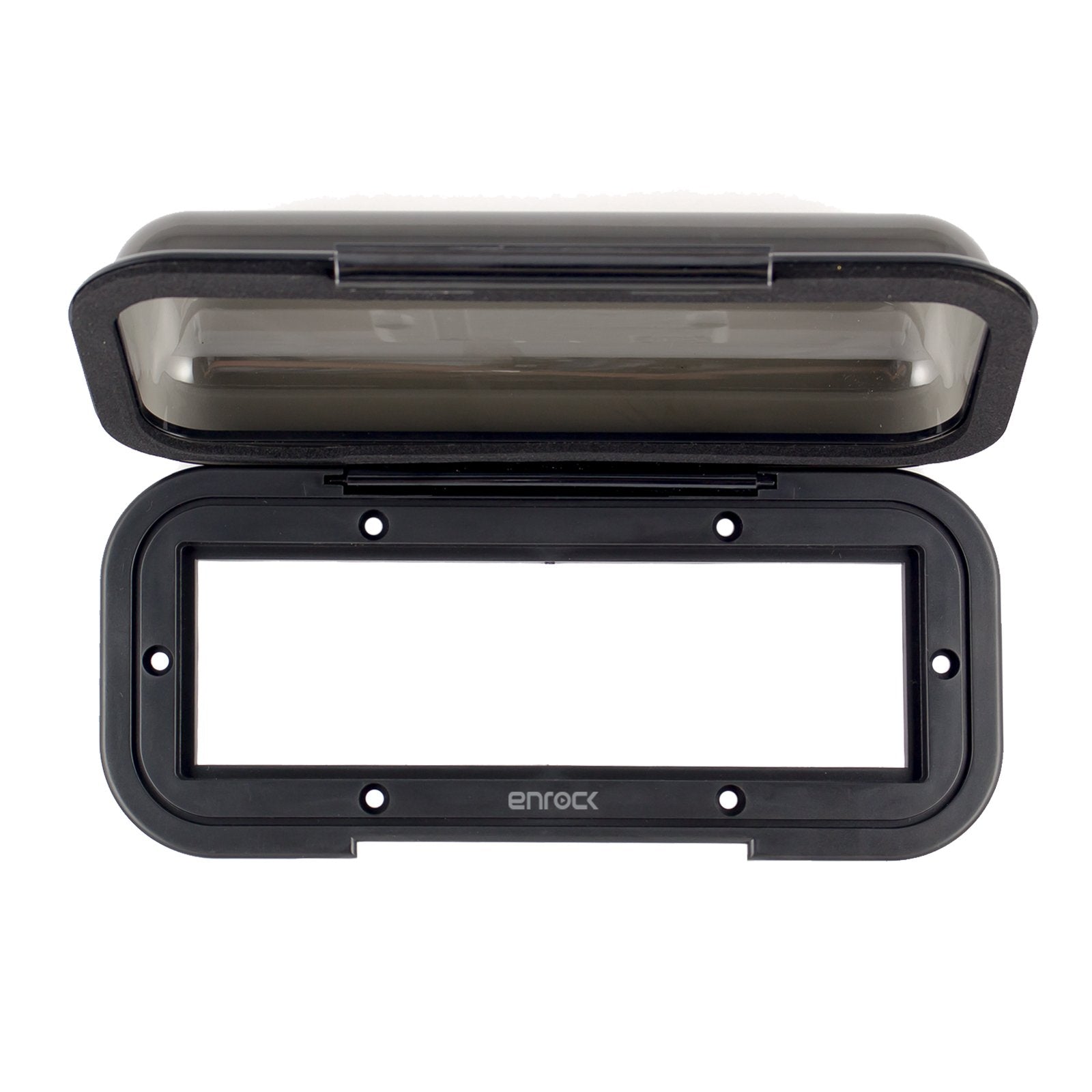 Enrockmarine Emcbk1 Universal In Dash Water Resistant Waterproof Tinted Radio Shield Receiver Cover (Black Base)