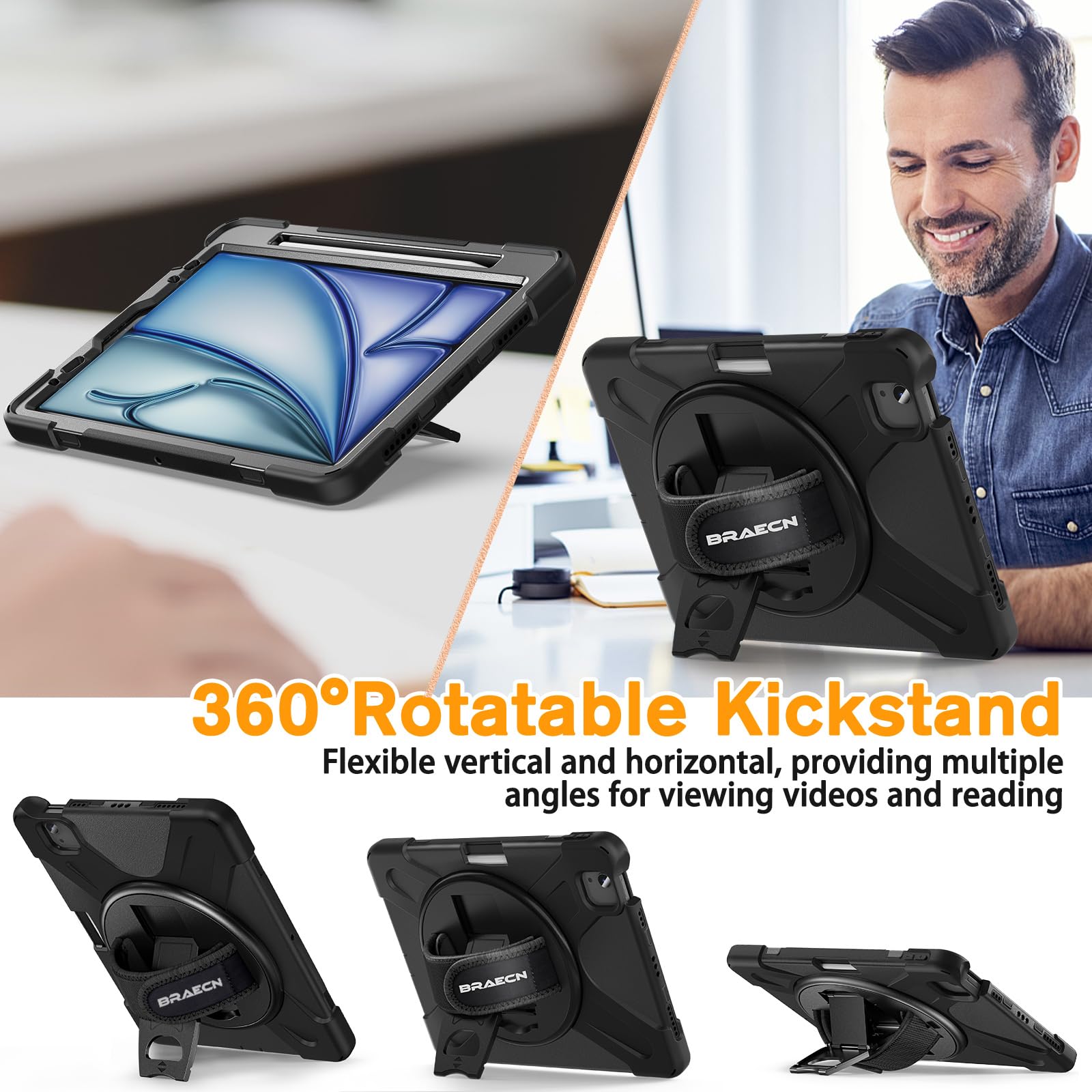 Braecn For Ipad Air 11 Inch 6Th Generation Case M2 2024,Ipad Air 5Th Gen/Ipad Air 4Th Gen 10.9 Inch,Shockproof Durable Silicone