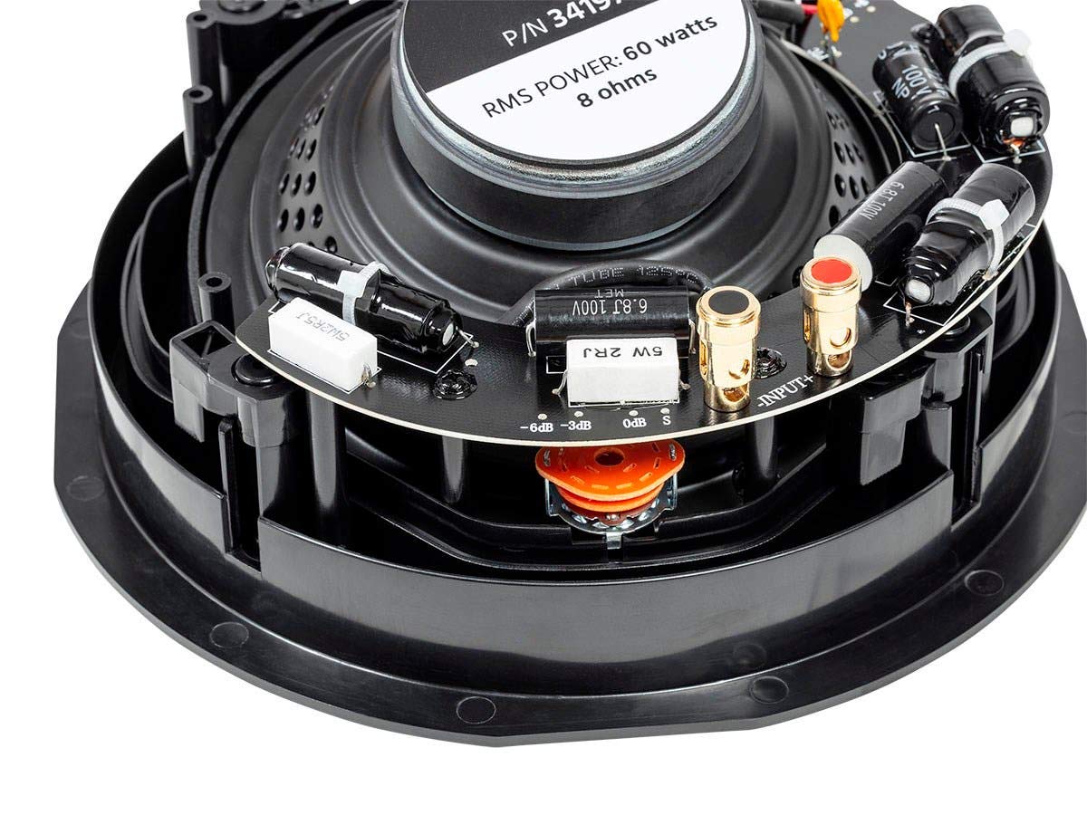 Monoprice 2 Way Carbon Fiber In Ceiling Speakers   6.5 Inch With 15 Degree Angled Drivers (Pair)   Alpha Series