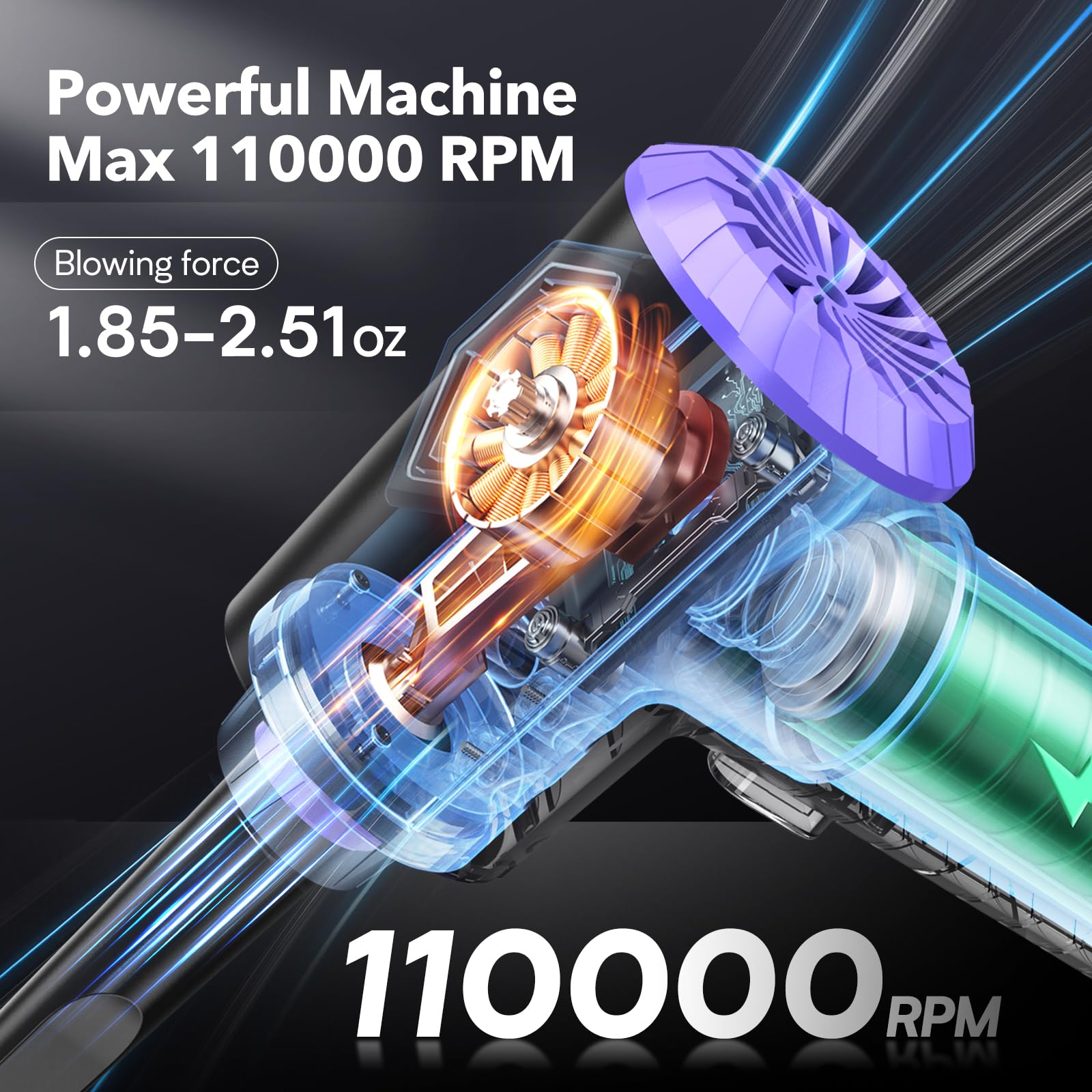 Compressed Air Duster Keyboard Cleaner Cordless Electric Air Duster For Computer Pc 110000Rpm Canned Air Blower Spray Can Car Du