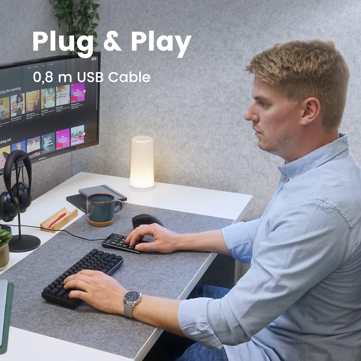 Perixx Ppd 202 Wired 19 Keys Slim Numeric Keypad, Big Print Font, Silent Notebook Scissor Key Number Keypad With Tab Key And Num