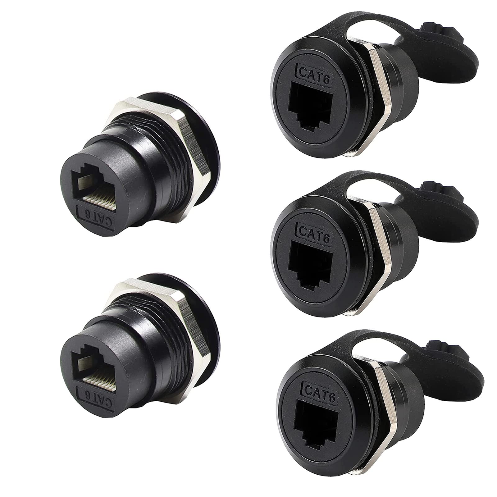 Penglin 5Pcs Rj45 Panel Mount Connector,Double Head Cat6/5E /5 Ethernet Lan Cable Connector Adapter Female To Female With Waterp