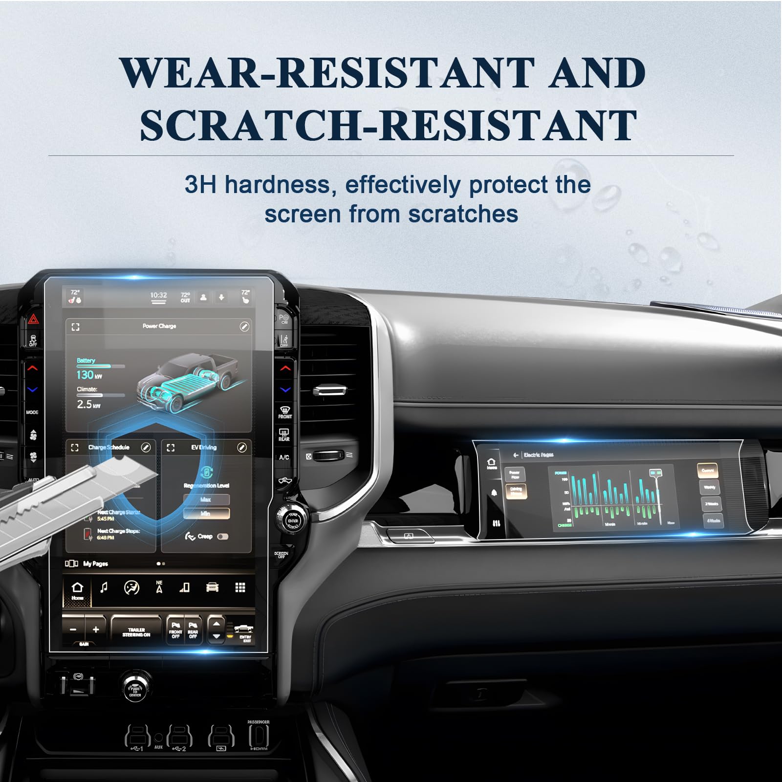 Bibibo 4Pcs 2025 Ram 1500 Screen Protector Compatible With 2025+ Dodge Ram 1500 (Laramie/Rebel/Limited/Limited Longhorn/Tungsten