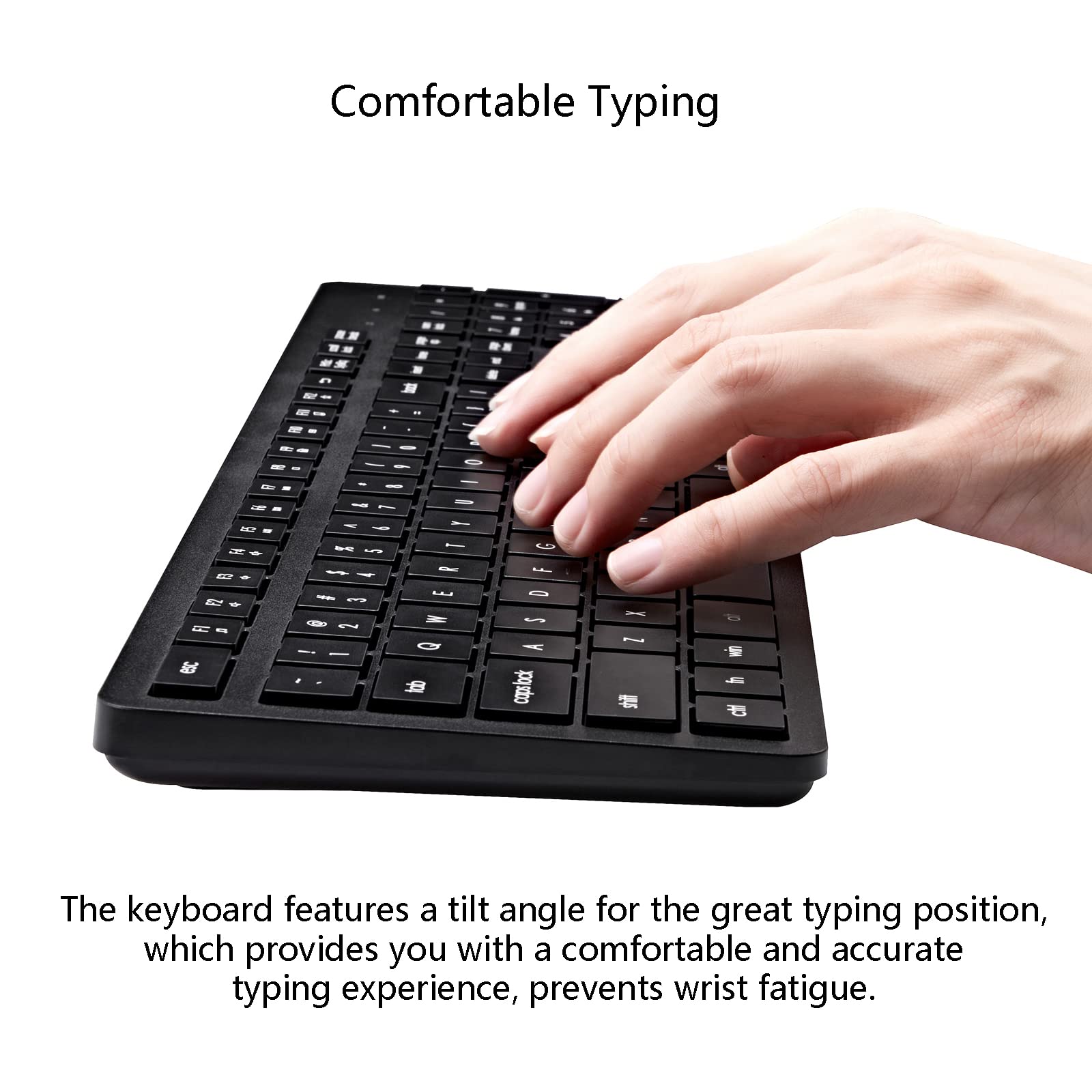 Wireless Keyboard And Mouse Combo, 2.4G Silent Cordless Keyboard Mouse Combo For Windows Chrome Laptop Computer Pc Desktop, 106