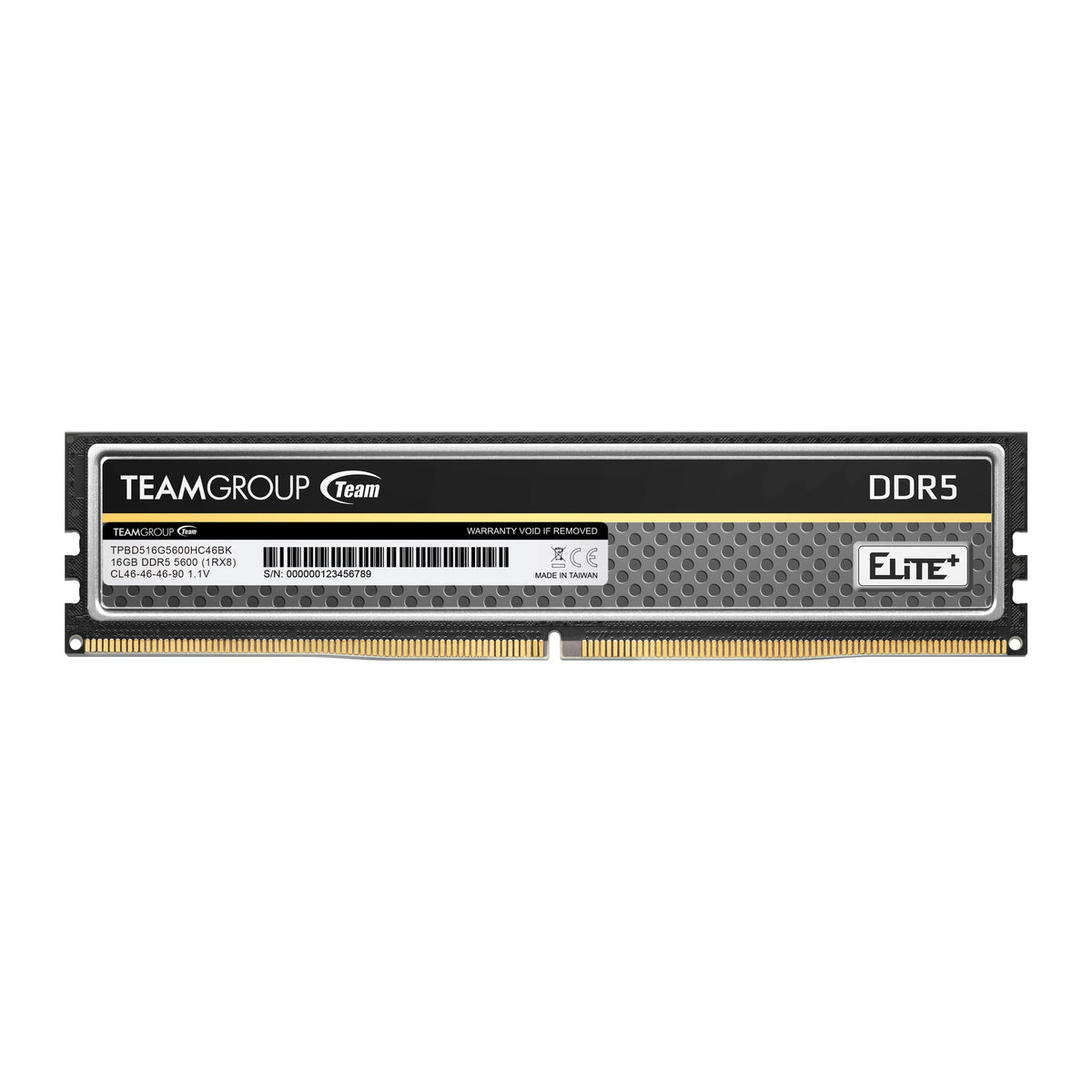 Teamgroup Elite Plus Ddr5 16Gb 5600Mhz Pc5 44800 Cl46 Unbuffered Non Ecc 1.1V Udimm 288 Pin Desktop Memory Module Ram (Black)  