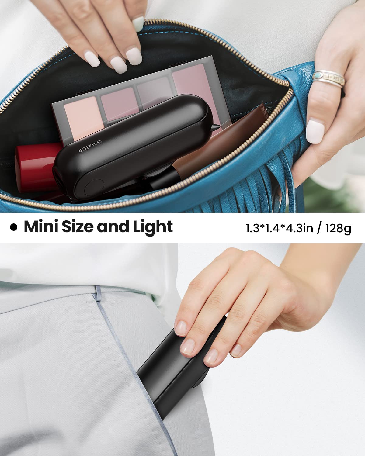 Gaiatop Portable Hand Held Fan With Usb Rechargeable 2000Mah Battery, Foldable, Small, Mini Eyelash Fan For Girls, Travel For Wo