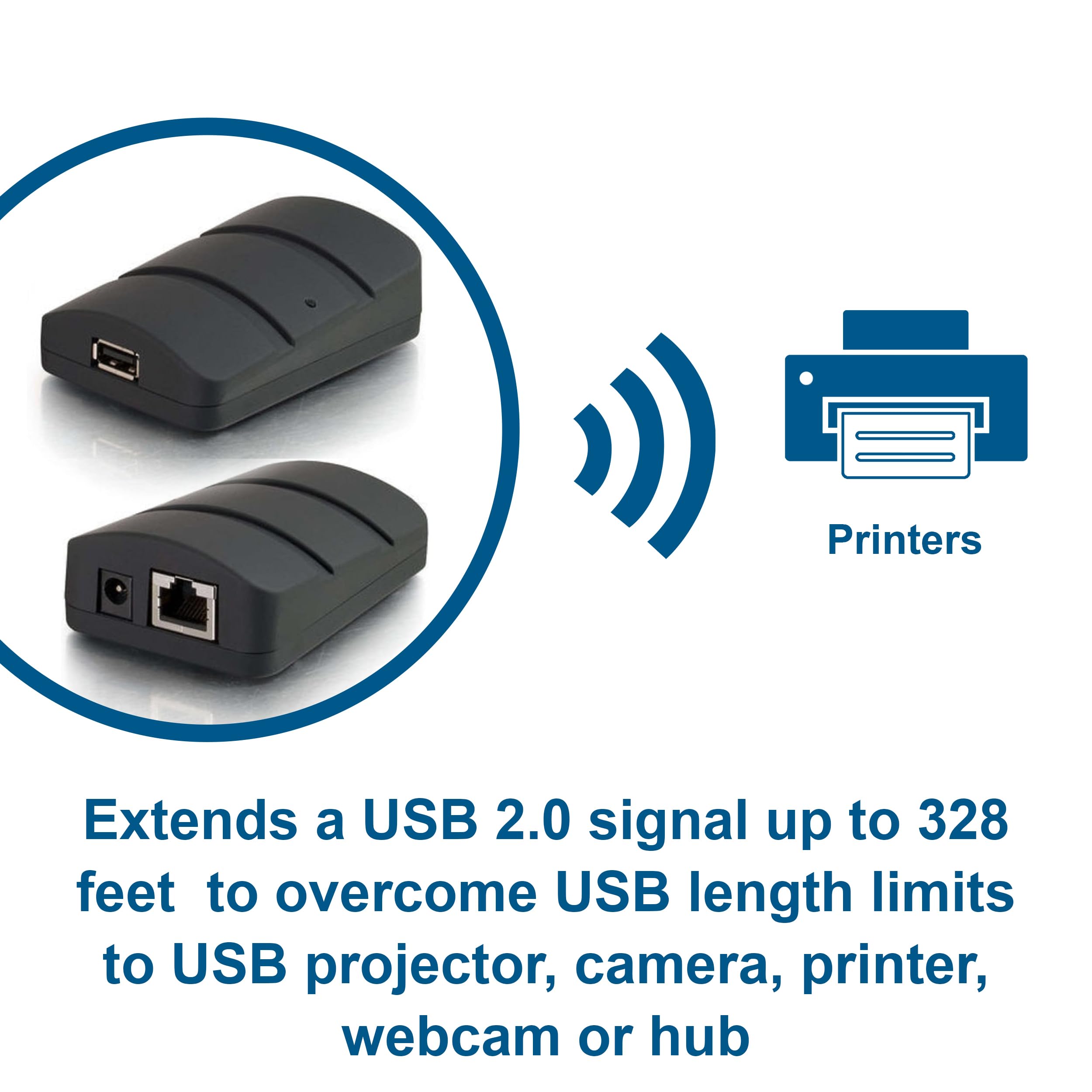 C2G Usb Extender, Dongle, Usb 2.0 Over Cat5, Black, Cables To Go 53880