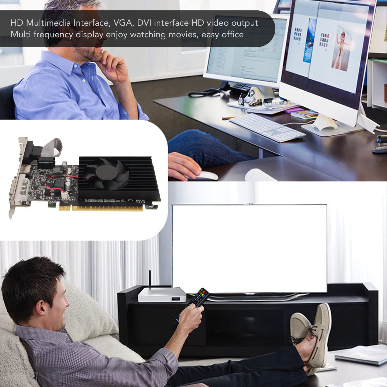 Gowenic 610 1Gb Graphics Card, 64Bit Ddr3 Pci Express X16 2.0 Gaming Graphics Card With Vga Dvi Port And Silence Cooling Fan For