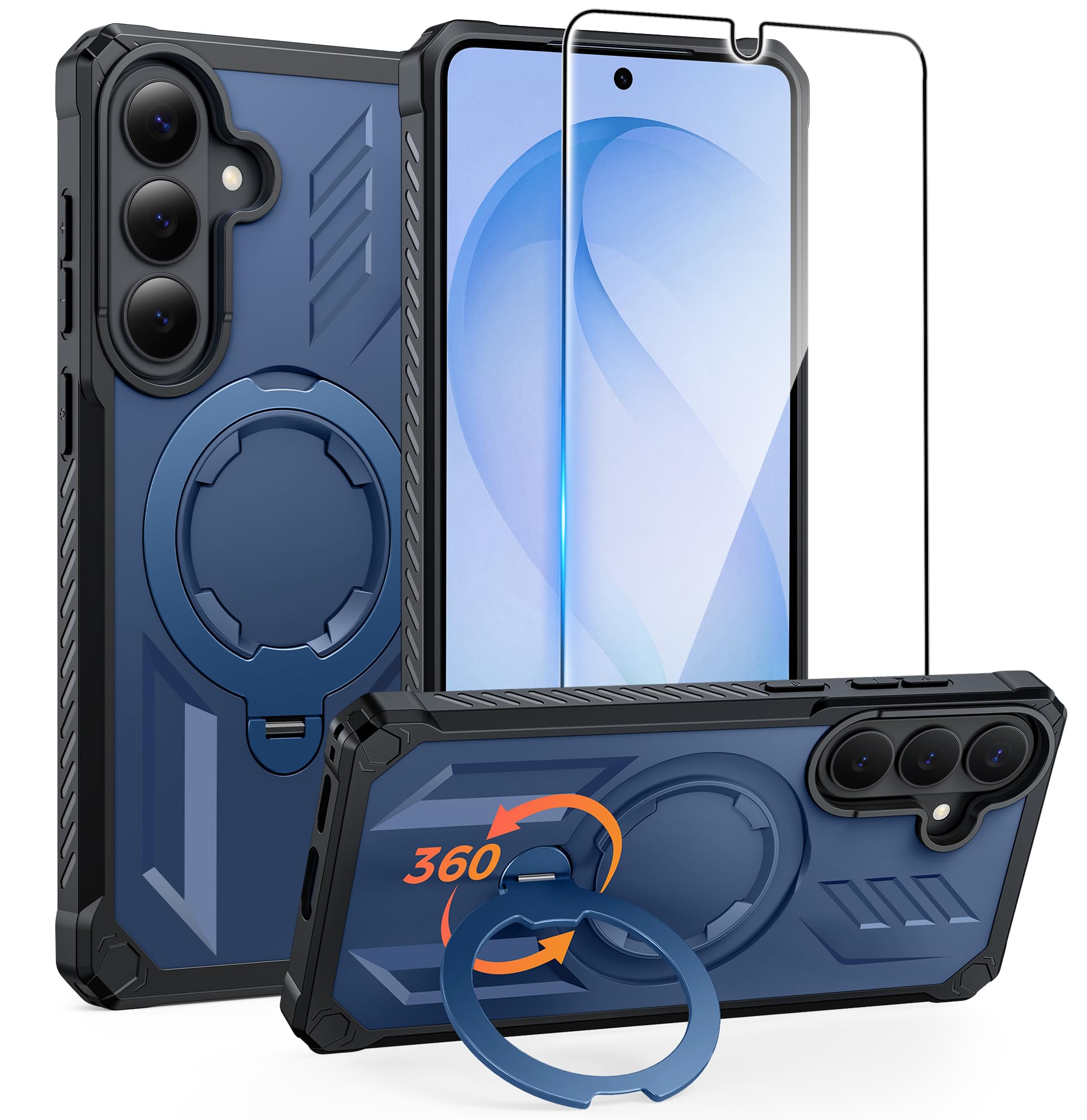 FNTCASE for Samsung Galaxy S26 Case: with [Magnetic Ring Kickstand] [Screen Protector] [Compatible with MagSafe] [Military-Grade