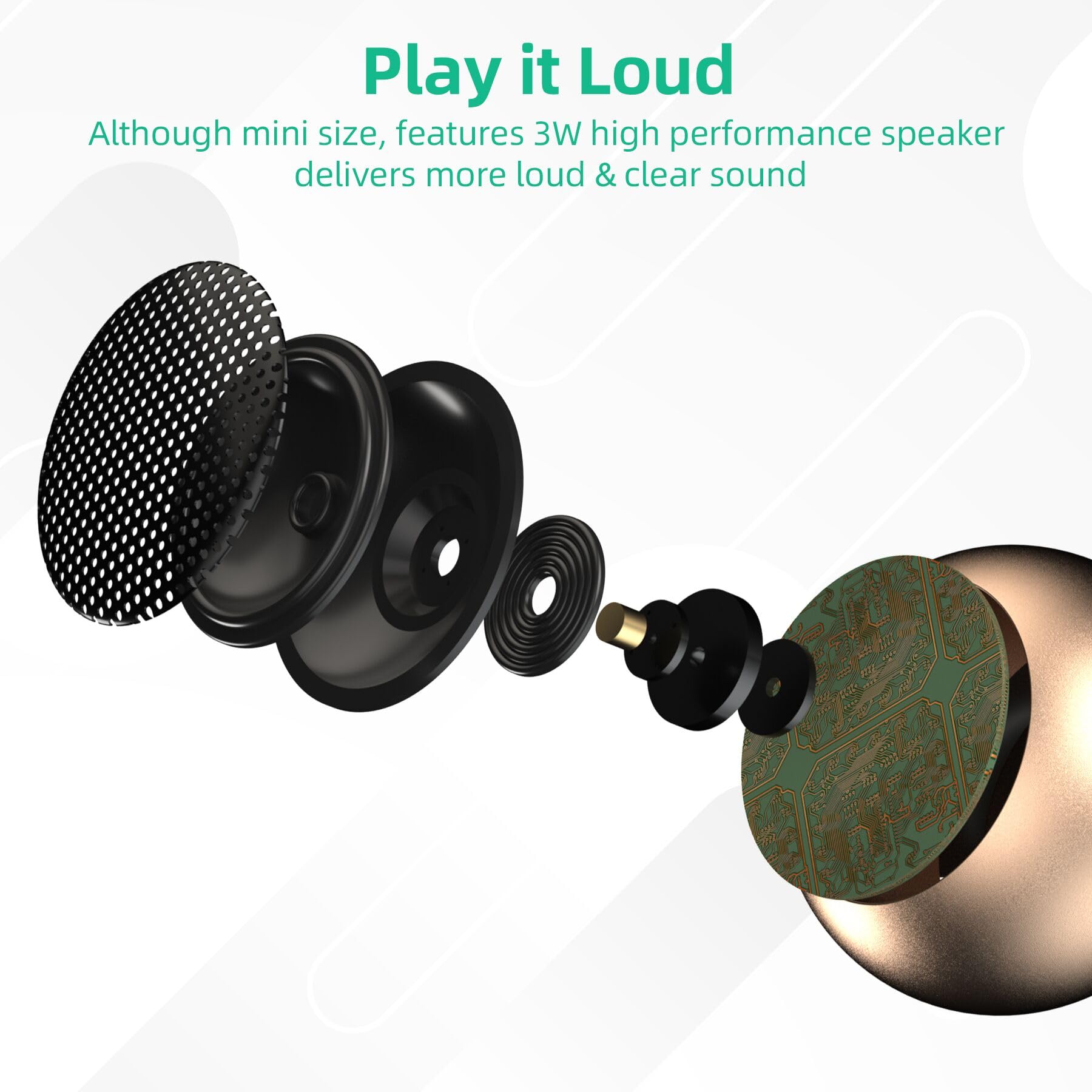 Sevenka 2 Bluetooth Mini Speakers, 3W Small Portable Wireless Speaker With Lanyard, Water Resistant, Wireless Stereo Pairing, Re