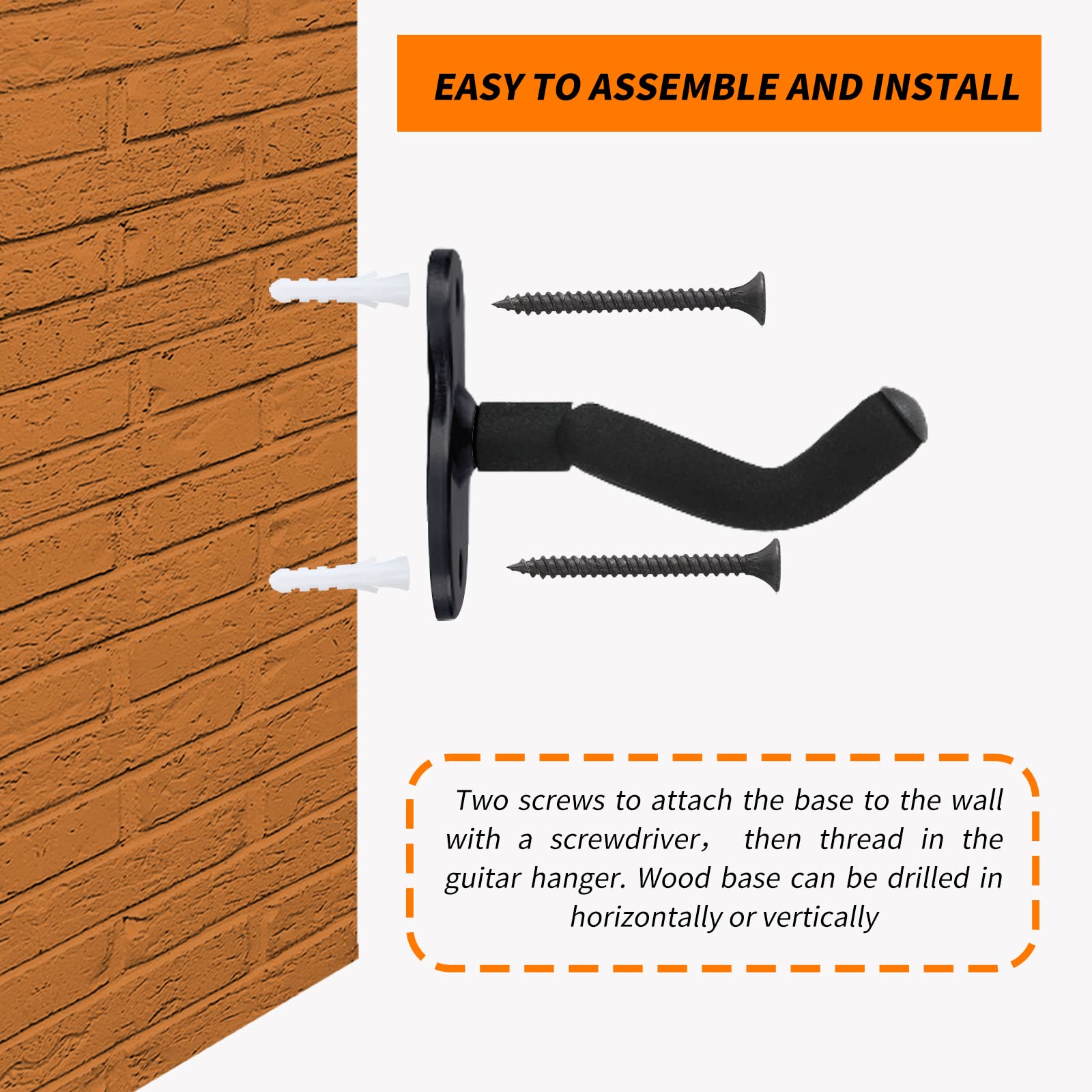 Guitar Wall Mount,Ukulele Hanger Hook Holder Stand Guitar Hangers Hooks For Acoustic Electric Bass Guitars And Ukulele (4 Set)