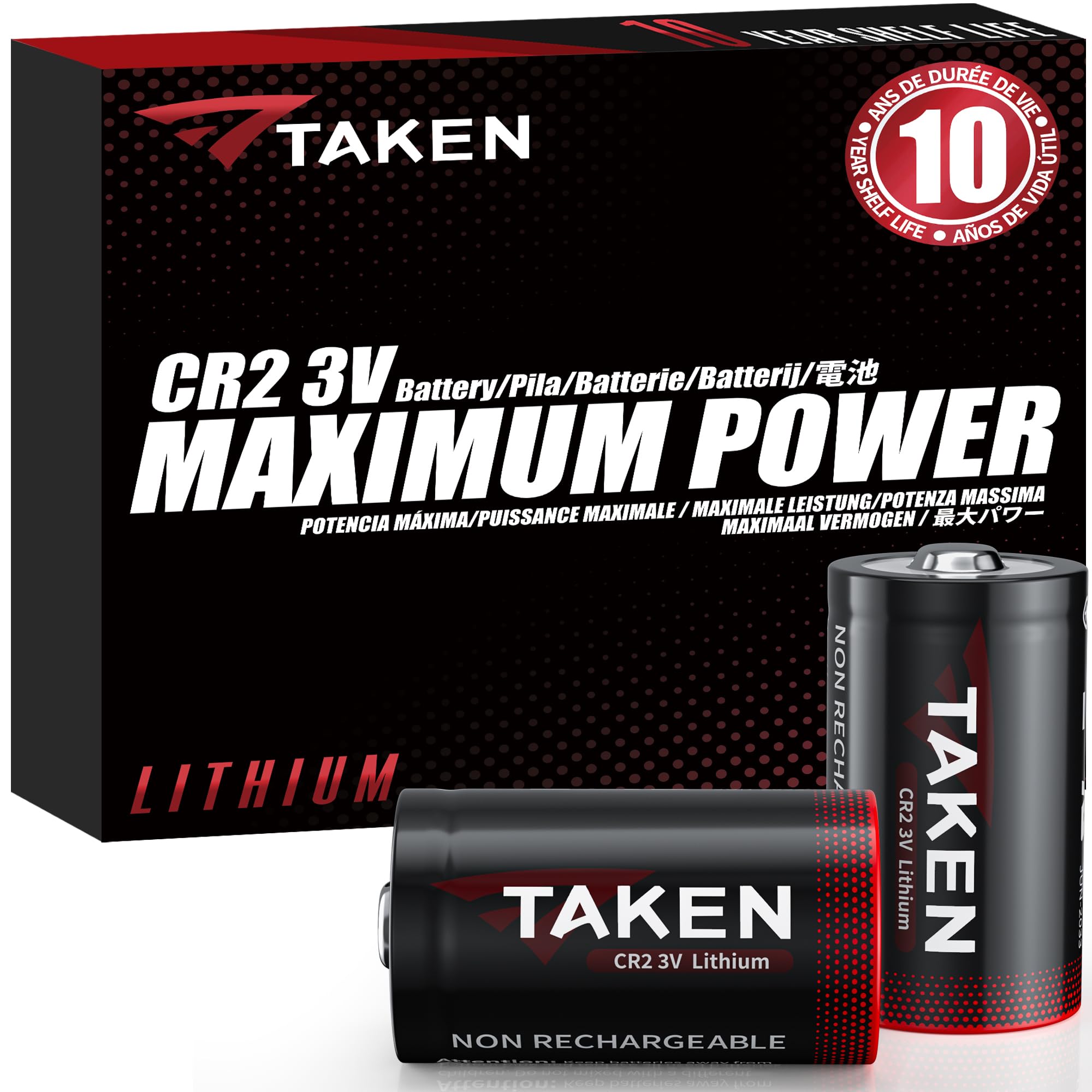 Taken Cr2 Battery For Golf Rangefinder, 2 Pack Cr2 3V Lithium Battery 850Mah Non Rechargeable?10 Year Shelf Life? Not For Arlo C