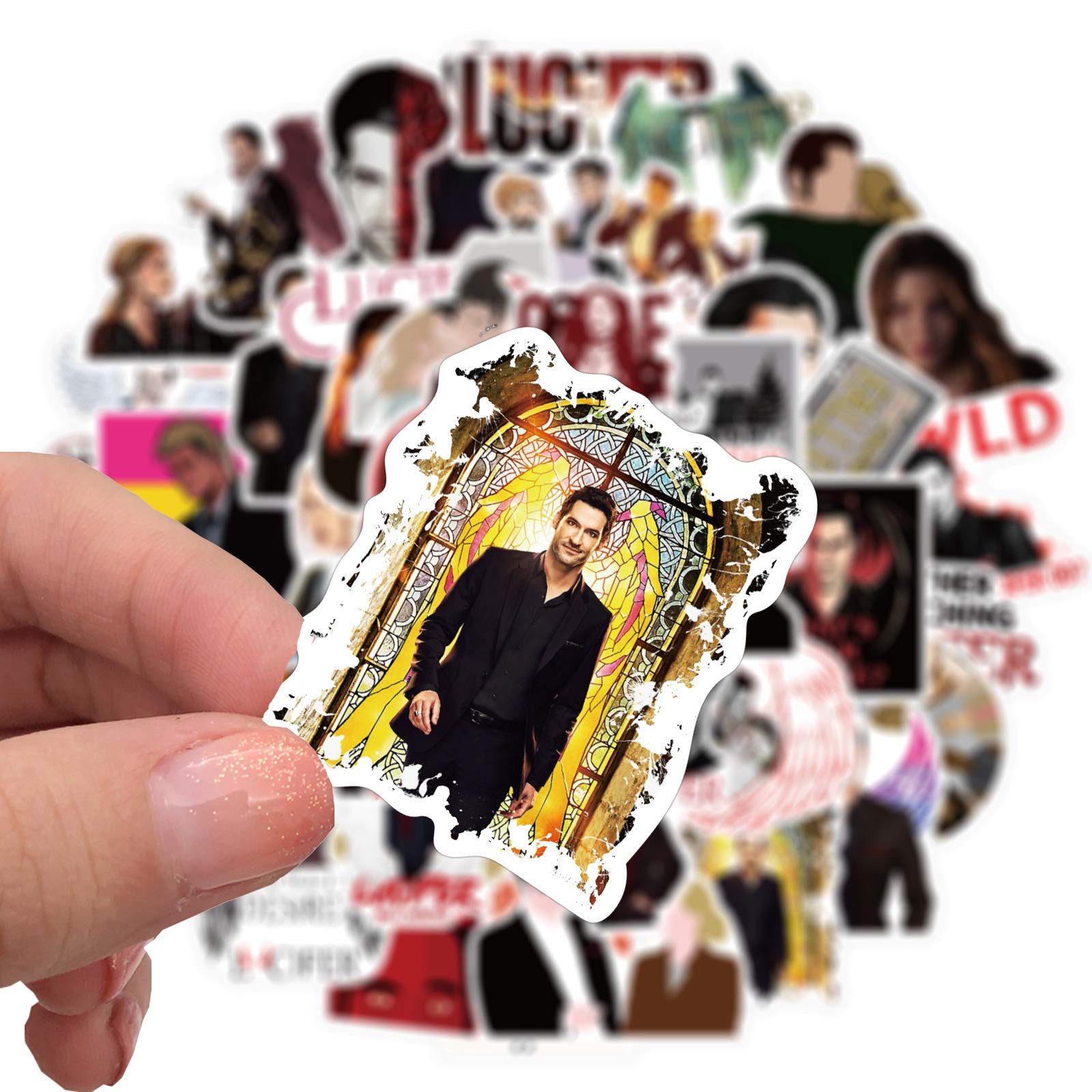 50Pcs Tv Show Lucifer Vinyls Stickers Laptop Sticker Waterproof Stickers Luggage Skateboard Water Bottle Stickers Decal Bicycle Bumper Snowboard Decorate Gift For Kid. (Lucifer)
