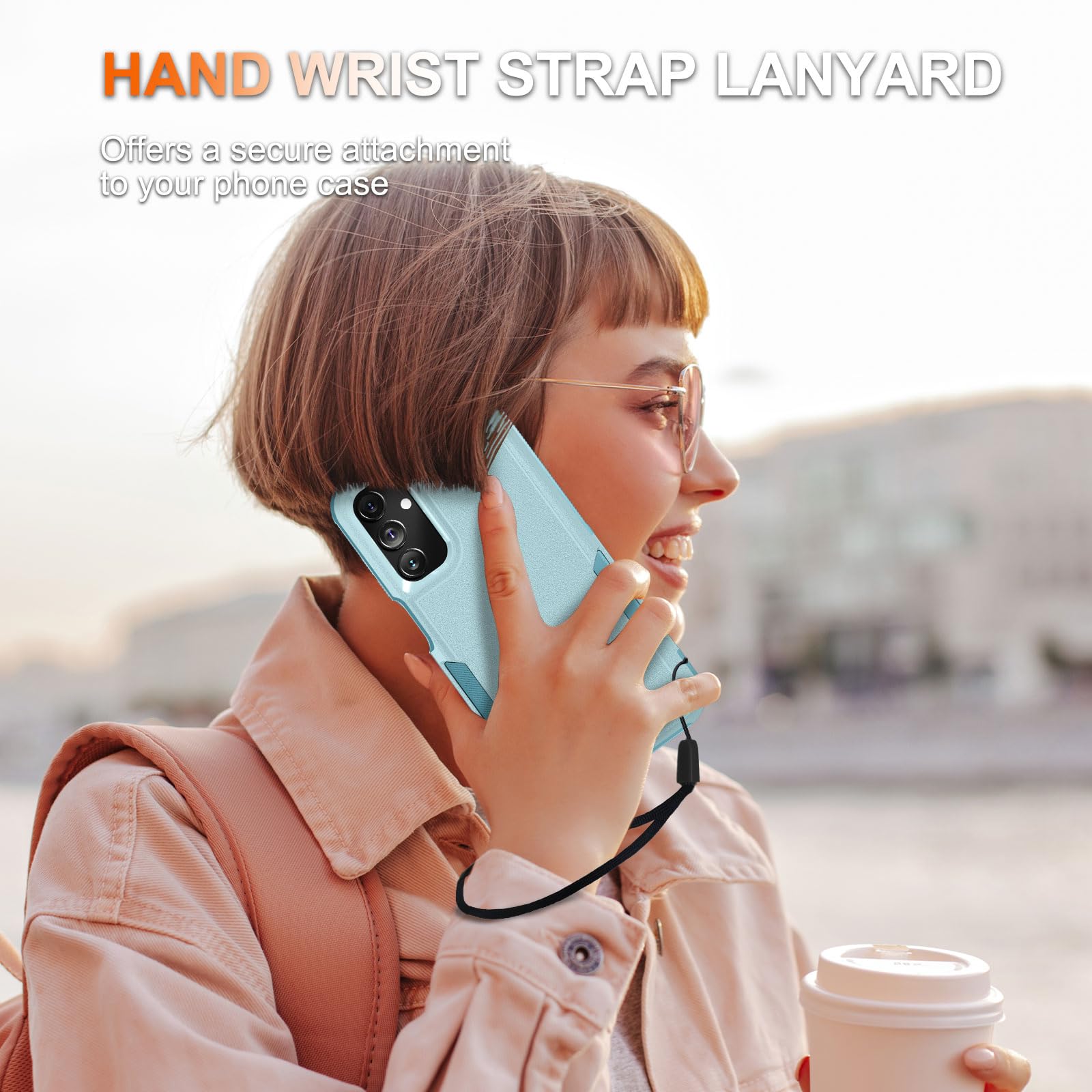 For Samsung Galaxy A15 5G Case, Full Body Heavy Duty Rugged Shockproof Protective Phone Cover With Lanyard Strap, Tempered Glass