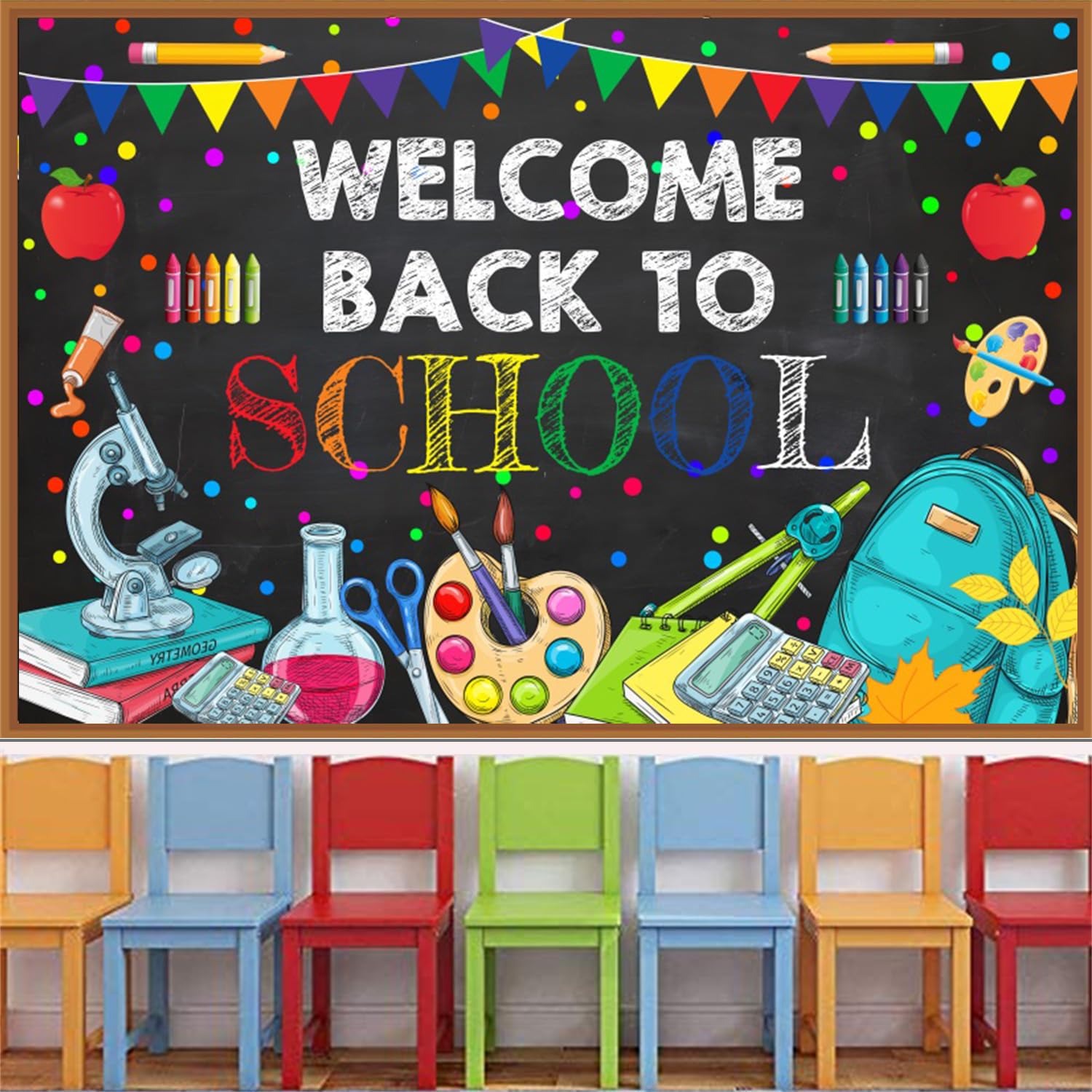 7X5Ft Welcome Back To School Backdrop Colorful Teachers Students Online Teaching Photo Background Vinyl First Of Day School Phot