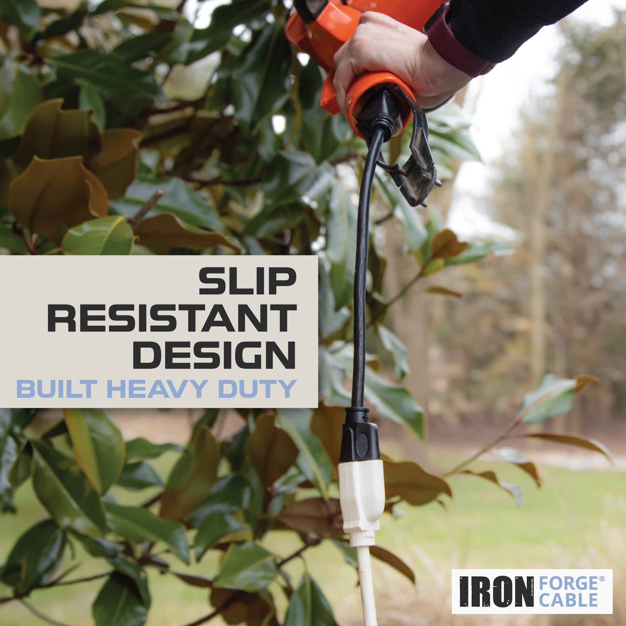 Iron Forge Cable 100 Ft Beige Outdoor Extension Cord   16/3 Sjtw 100Ft Extension Cord 3 Prong, 10 Amp All Weather Heavy Duty Pow