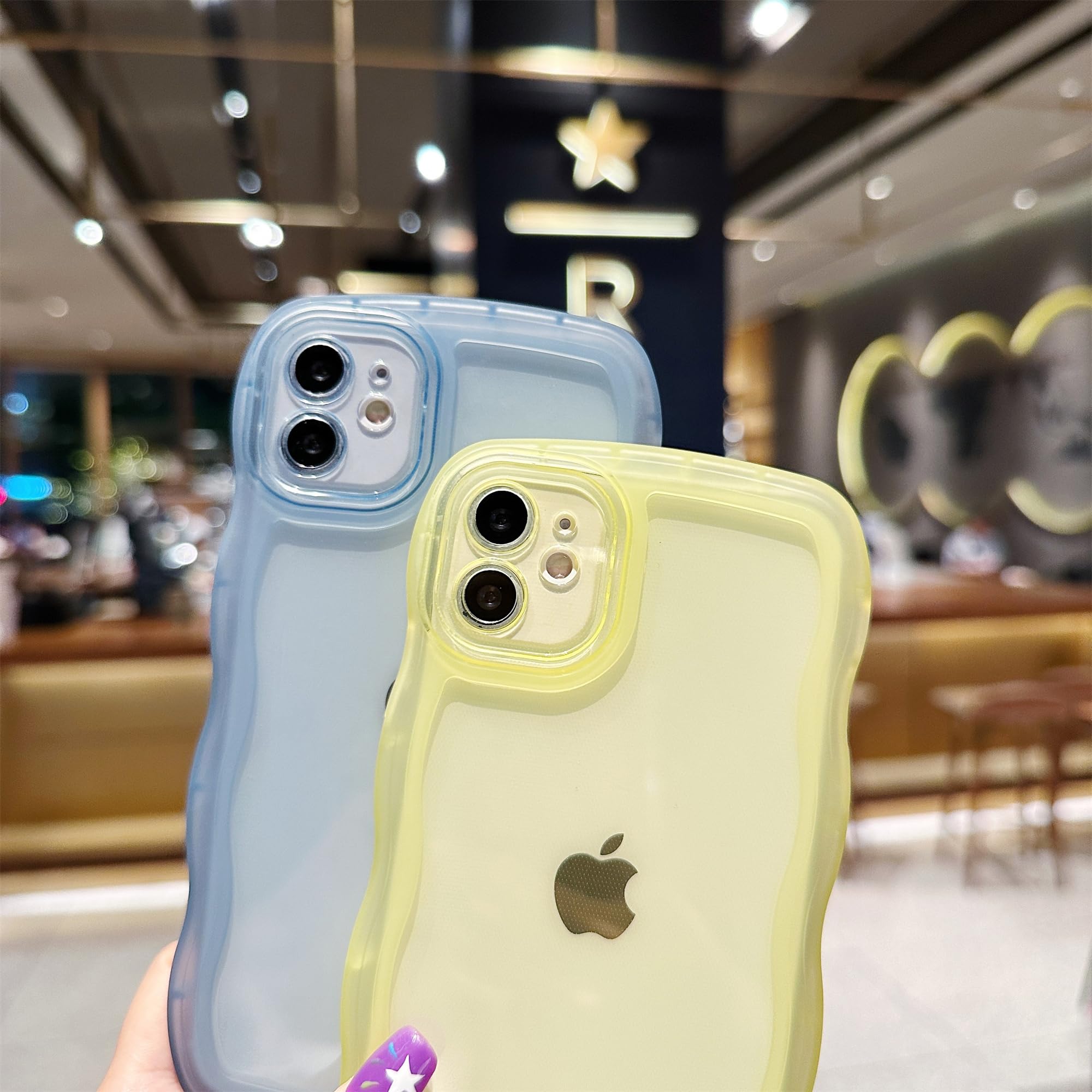 Skylmw Compatible With Iphone 12 Case 6.1'' 2020, Cute Kawaii Curly Wave Frame Shape Soft Silicone Shockproof Protective Phone C