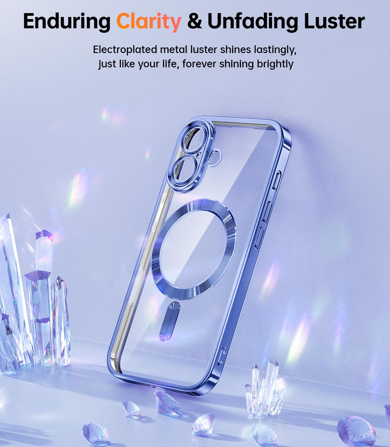 Meifigno Designed For Iphone 16 Plus Case 6.7'', [Glitter Card & Wrist Strap] [Compatible With Magsafe] Full Lens Protection Des