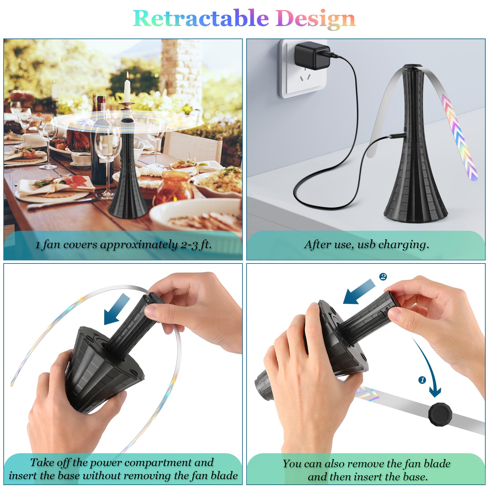 Fly Fans For Tables Rechargeable, Fly Fans For Outdoor Tables Usb, Fly Fans To Keep Flies Away By Soft Blades, Food Fans For Cam