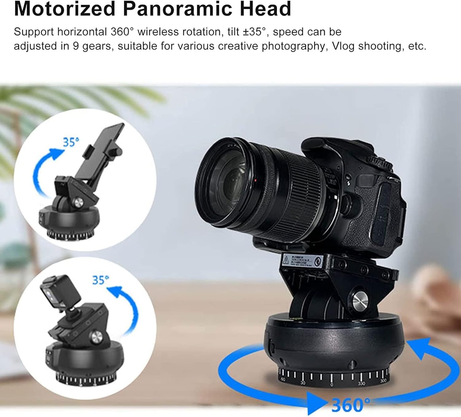 Motorized Pan Tilt Head, 360 Rotation Motorized Panoramic Head, Remote Control Pan Tilt Professional Multifunctional Motorized P