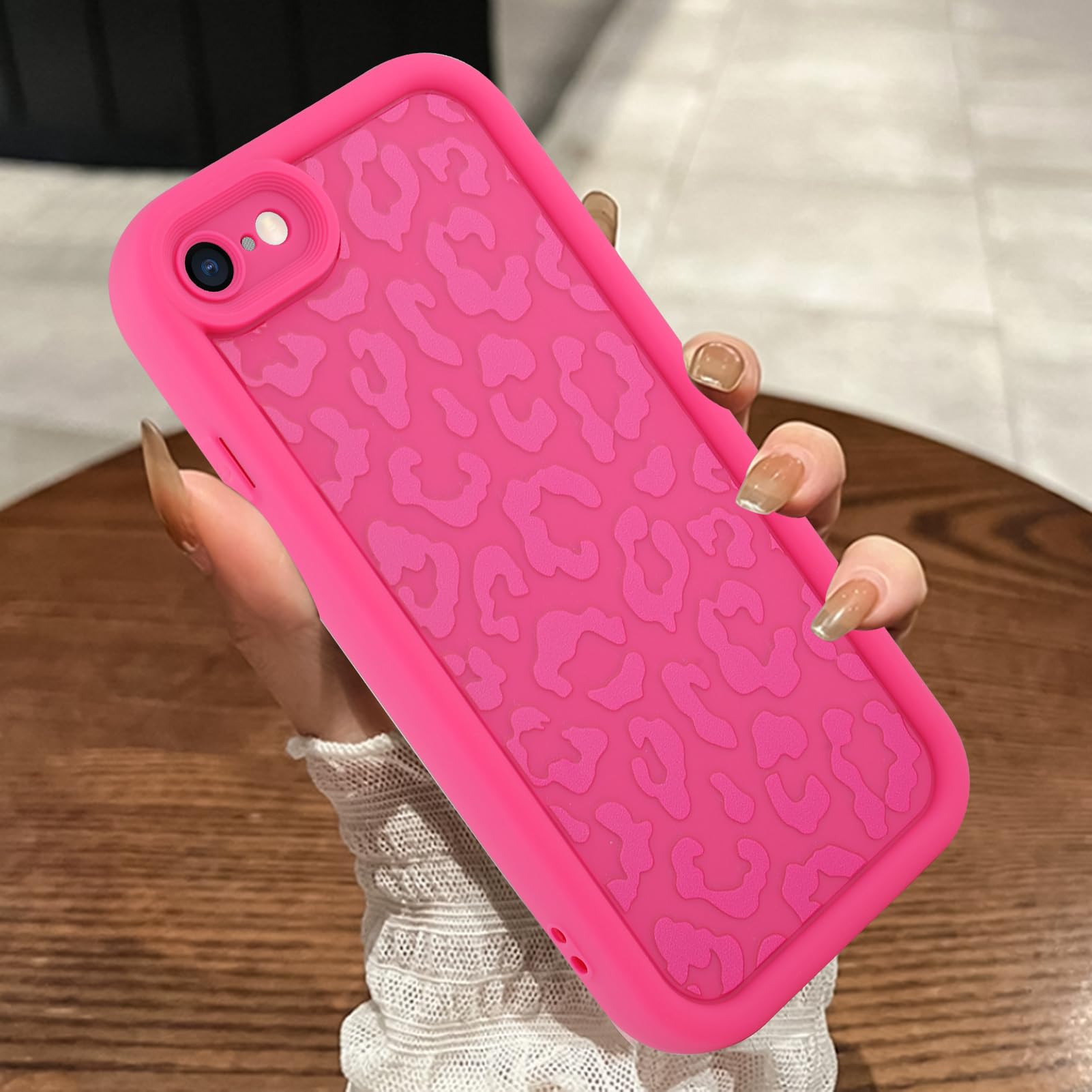 MOWIME Compatible with iPhone 7/8/SE 2020 Case, Cheetah Print Shockproof Soft TPU Protective Case for Women Girls, Slim Anti Scr
