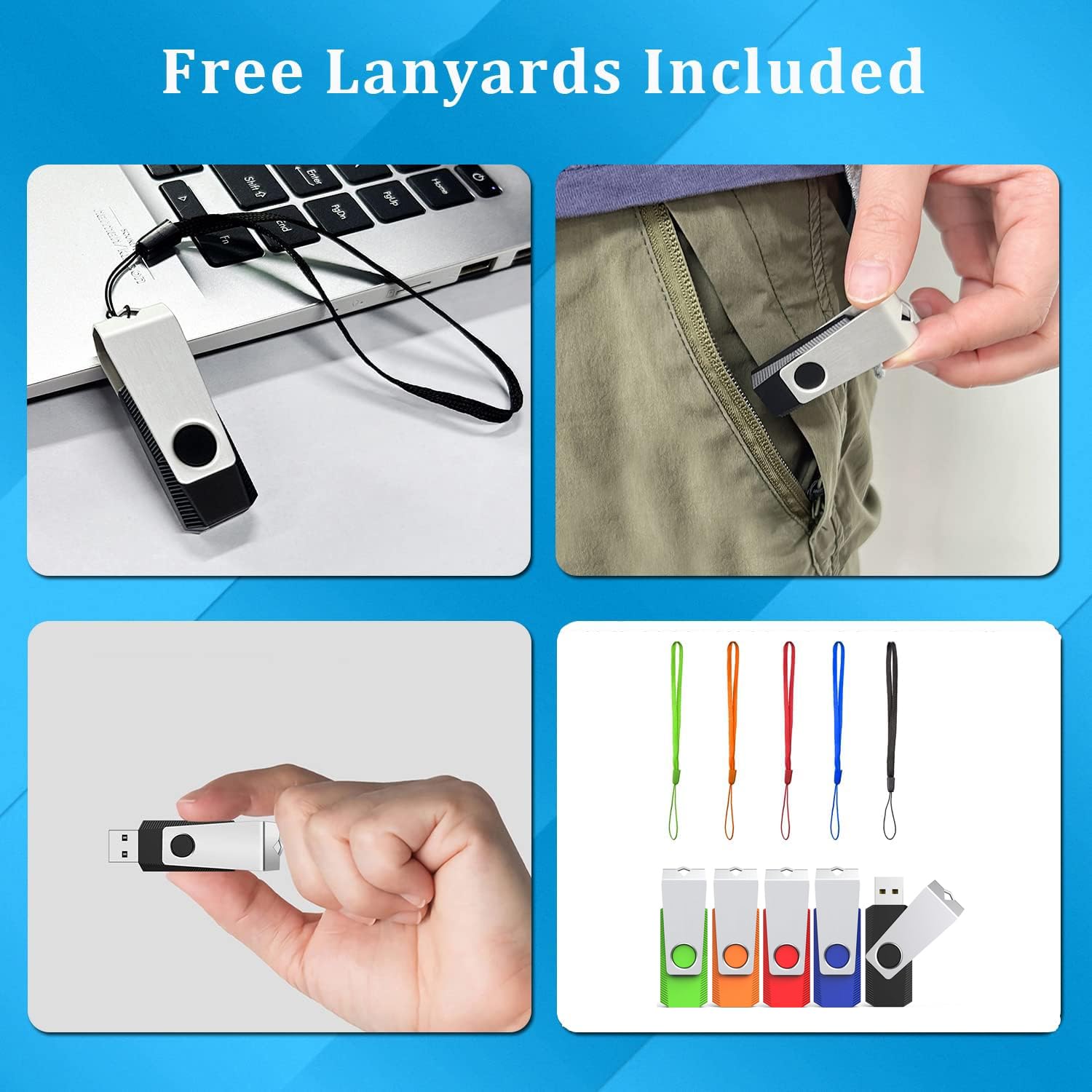 1Gb Usb 2.0 Flash Drive 20 Pack Wooolken Thumb Drives Jump Pen Drive Memory Stick With Led Light And Lanyards For Storage And Ba