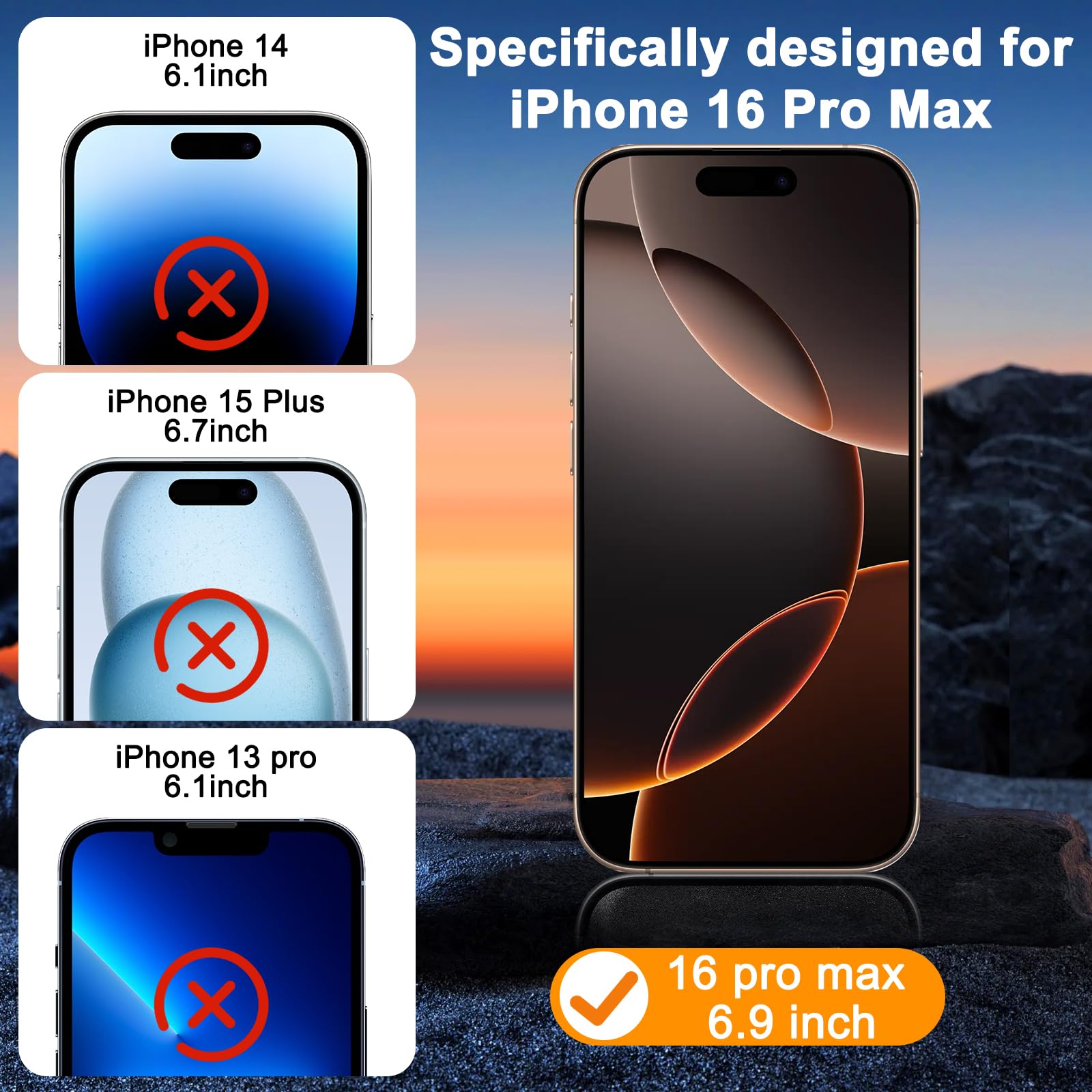 Sibeitu 3 Pack Screen Protector For Iphone 16 Pro Max With 3 Pack Camera Lens Tempered Glass Protector, 6.9 Inch Hd Clear Glass