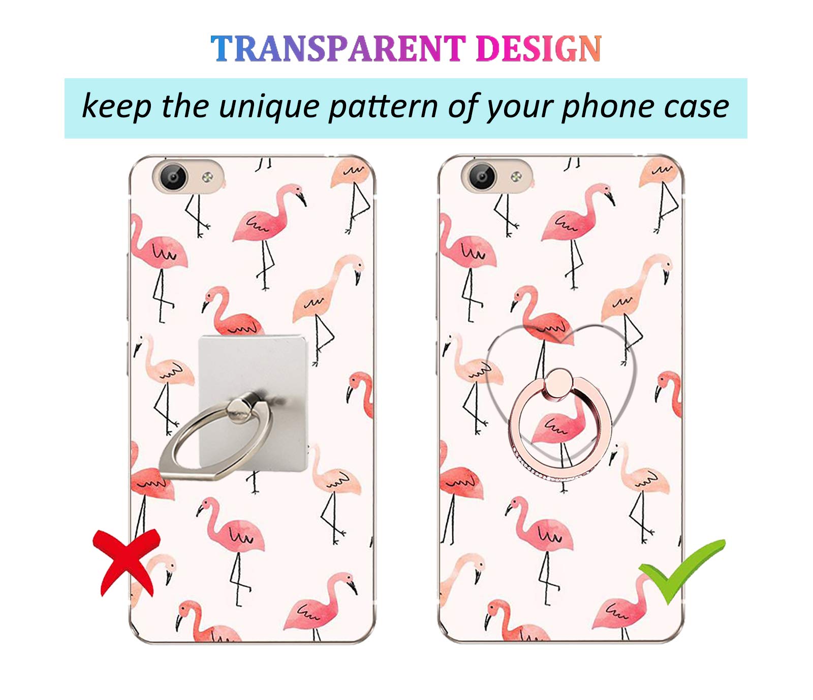 Lenoup Transparent Heart Cell Phone Ring Holder Kickstand,Bling Bling Sparkle Diamond Clear Heart Cell Phone Finger Ring Grip St