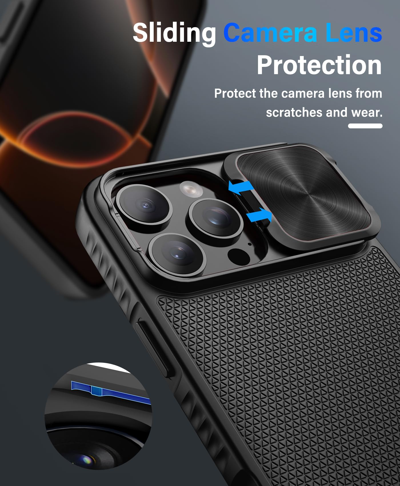 Vihibii For Iphone 16 Pro Case With Slide Camera Lens Cover & Kickstand, [Compatible With Magsafe], Military Grade Drop Protecti