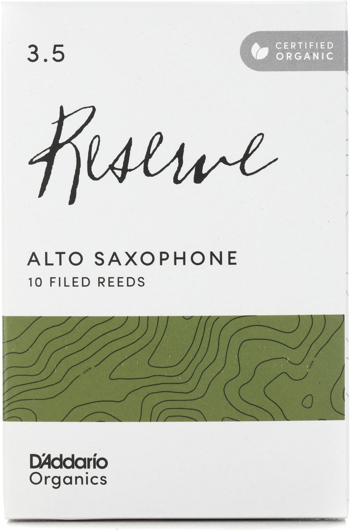 Daddario Organic Reserve Alto Saxophone Reeds   Filed, Strength 3.5, 10 Pack