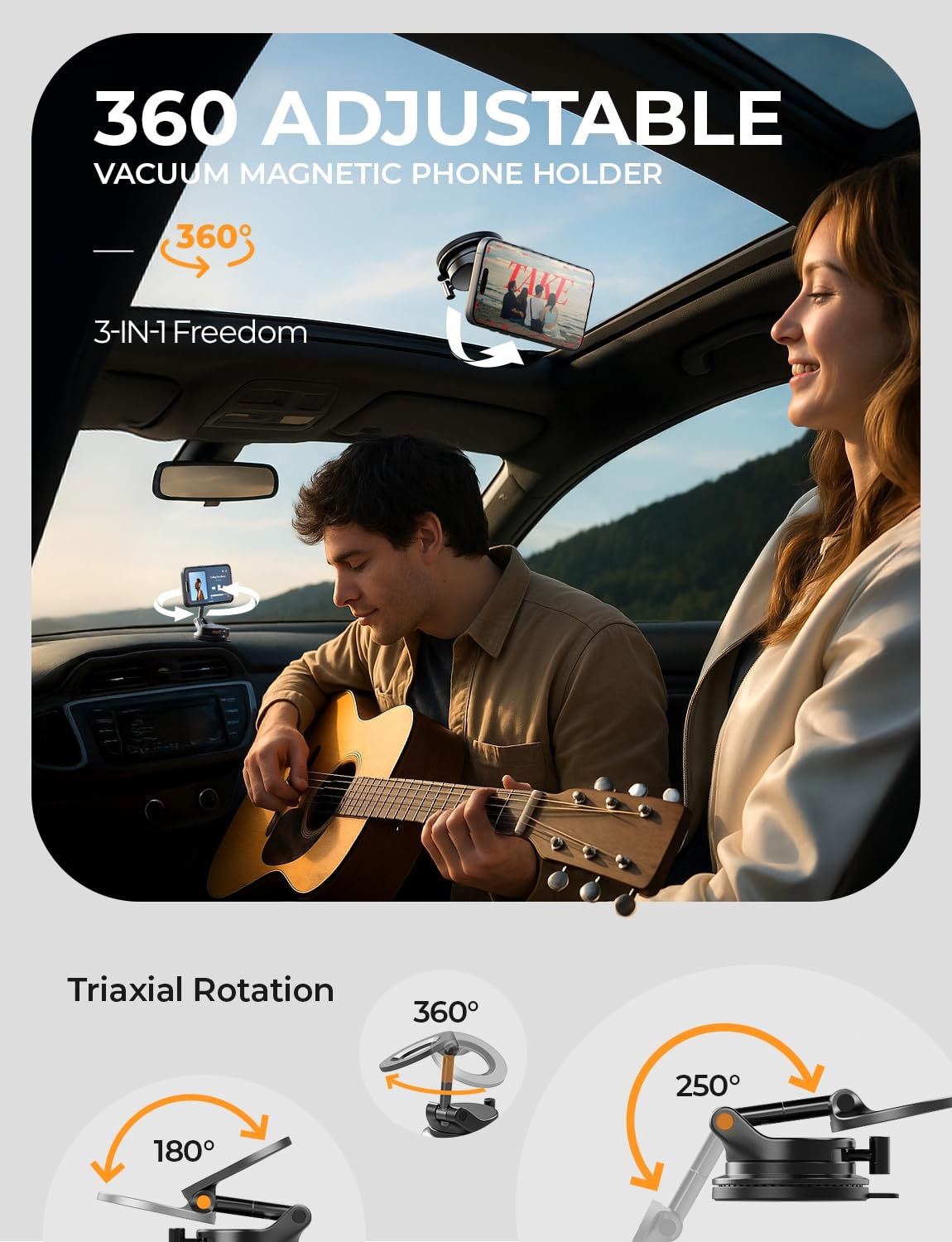 Lisen Suction Cup Phone Mount, Vacuum Magnetic Phone Holder, 360 Adjustable For Magsafe Car Holder Foldable Suction Phone Mount