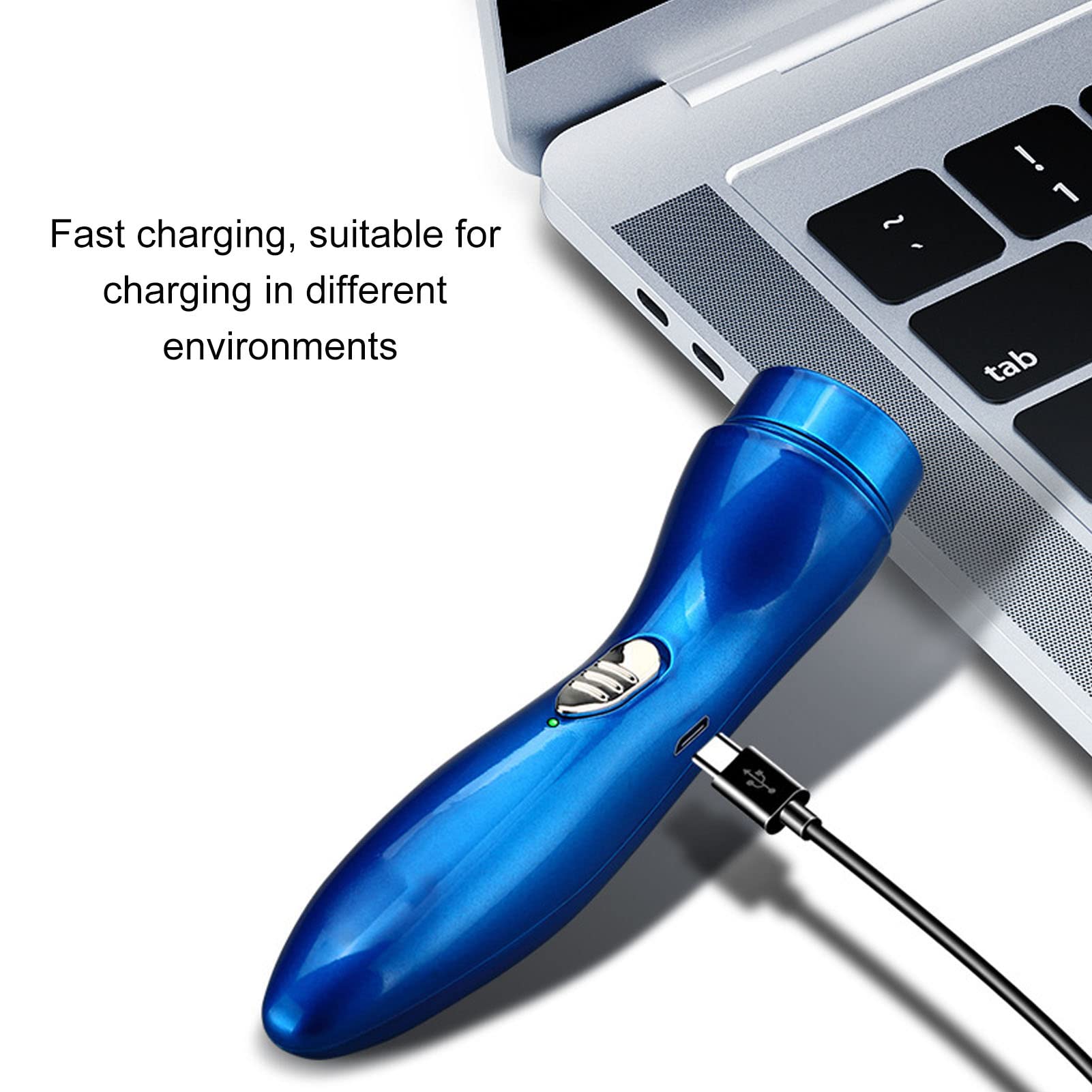 Electric Razor, Quiet High Speed Rotate Head Head Shaver For Home For Car (Blue)