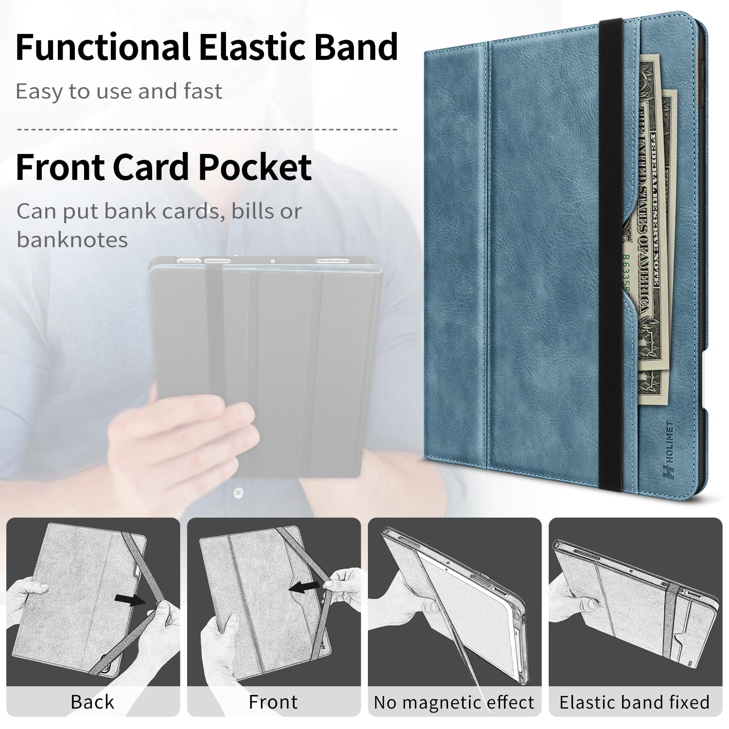 H Holimet Case For Ipad Air 11 Inch 2024 (M2)/Ipad Air 4Th/5Th Generation 10.9 Inch With Pencil Holder Pocket Typing Angle Auto