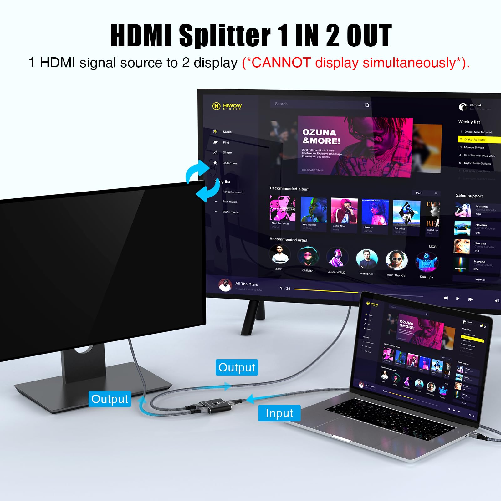 8K Hdmi 2.1 Switch, Dbilida 48Gbps 8K Hdmi Switcher Splitter 2 In 1 Out Support 4K@165Hz/144Hz/120Hz, 8K@60Hz, Bi Directional For Ps5/Ps4, Xbox, Roku, Apple Tv, Fire Stick