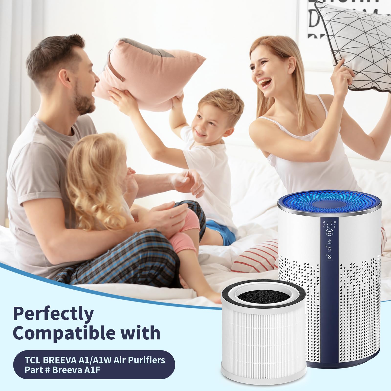 Breabetter Breeva A1 True Hepa Replacement Filter Compatible With Tcl Purifier Breeva A1/A1W, Part # Breeva A1F(2 Pack)