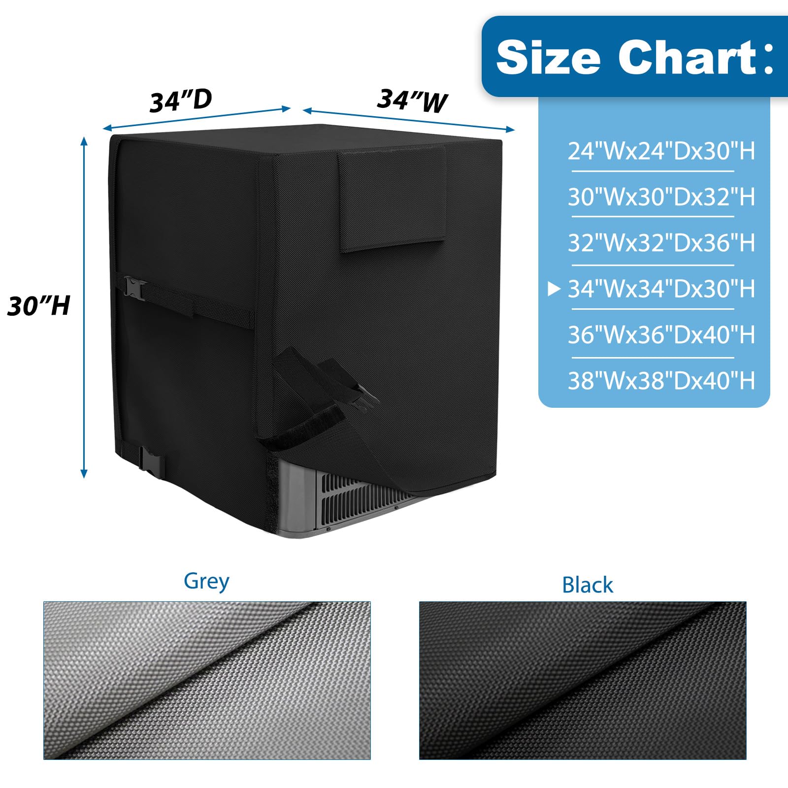 Akefit Air Conditioner Cover For Outside, Heavy Duty Waterproof Ac Defender With Durable Oxford Fabric, Veranda Ac Protector (Bl