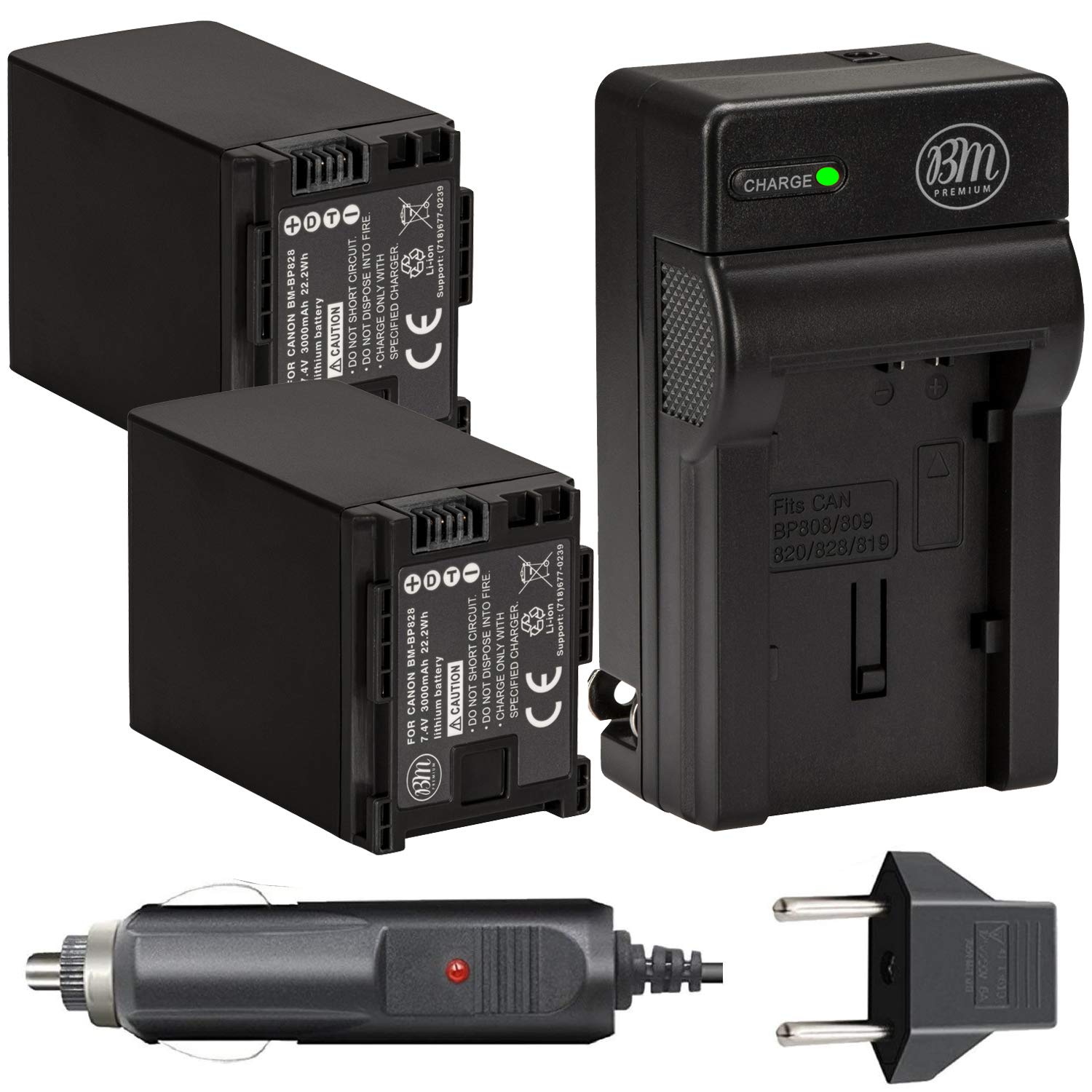 Bm Premium 2 Bp 828 Batteries And Charger For Canon Vixia Hf G50, Hf G60, Hf G70, Xa40, Xa45, Xa50, Xa55, Xa60, Xa65, Xa70, Xa75