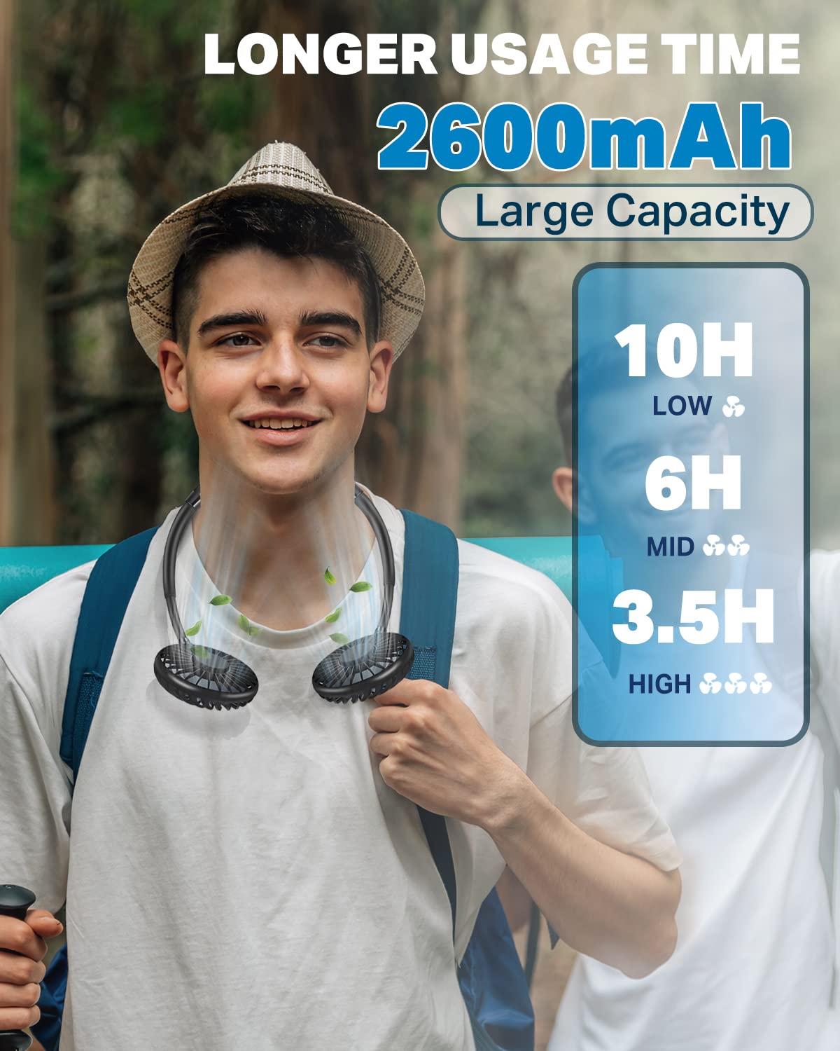 Yaltoon Neck Fan, Hand Free Portable Neck Fans For Women, Kids, And Men, 3 Speed Adjustable Hanging Around Necklace Fan, Recharg