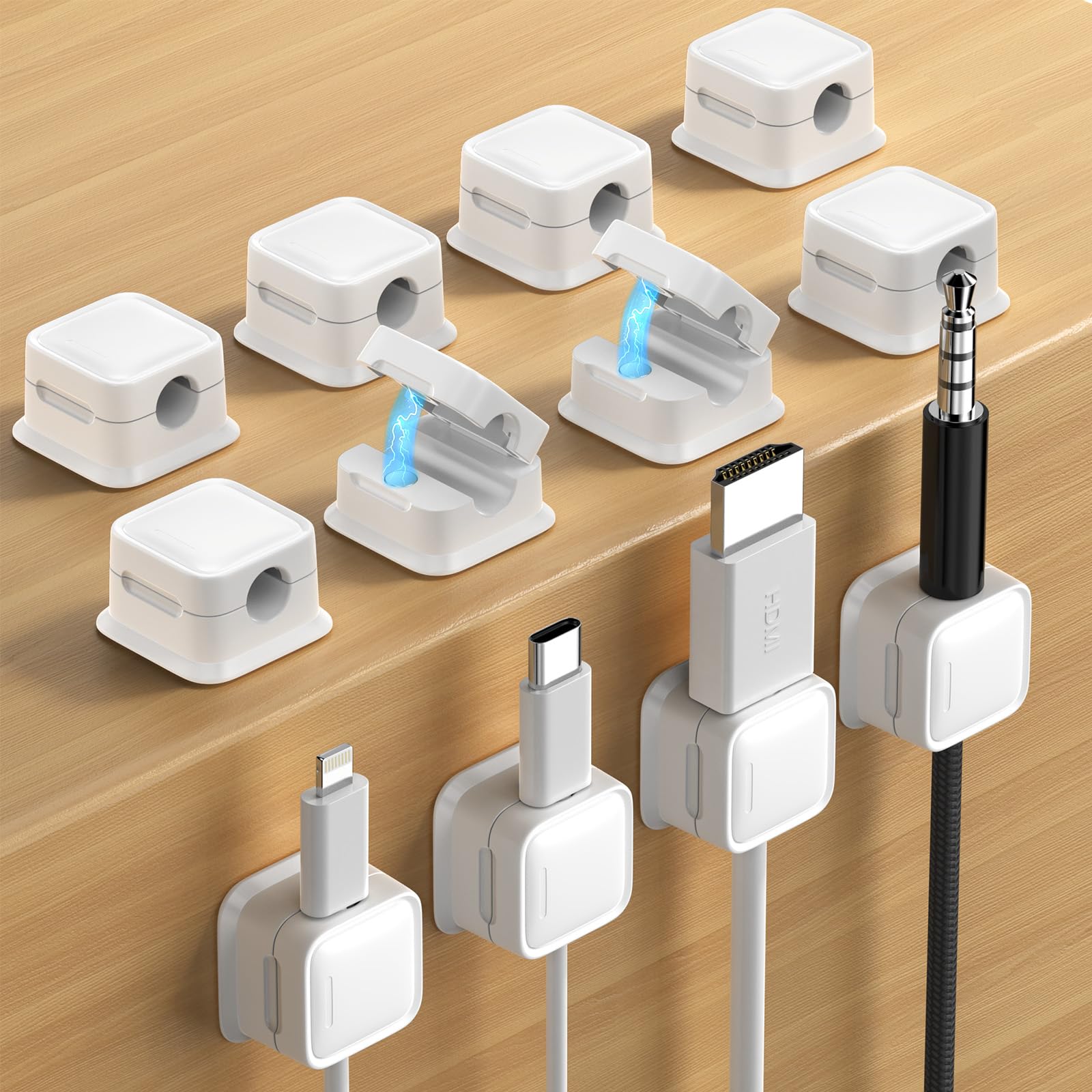 12 Pack Magnetic Cord Organizer, Easy Secure Adhesive Cable Management, Wire Holder Keeper Organizer Management, Hide Or Organiz