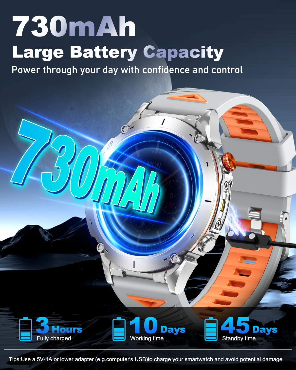 Podoeil Gps Military Smart Watch For Men With Bluetooth Call, 1.43 Amoled Waterproof Fitness Tracker With Heart Rate/Sleep Monit