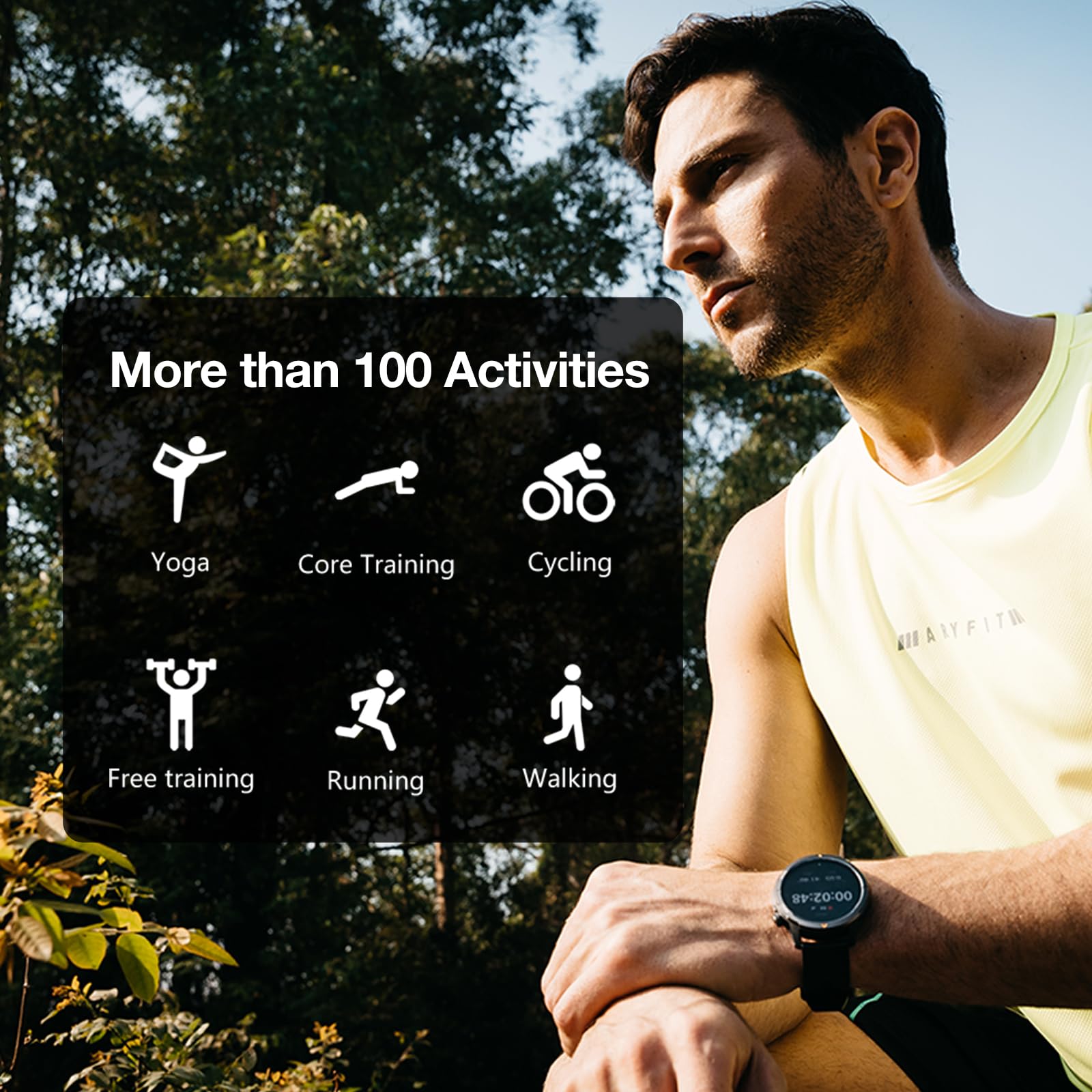 Agm Legion Rugged Smart Watch For Men, 5Atm Waterproof, Shockproof & Drop-Proof, 100+ Sports Modes, Bluetooth Calling, Compass,