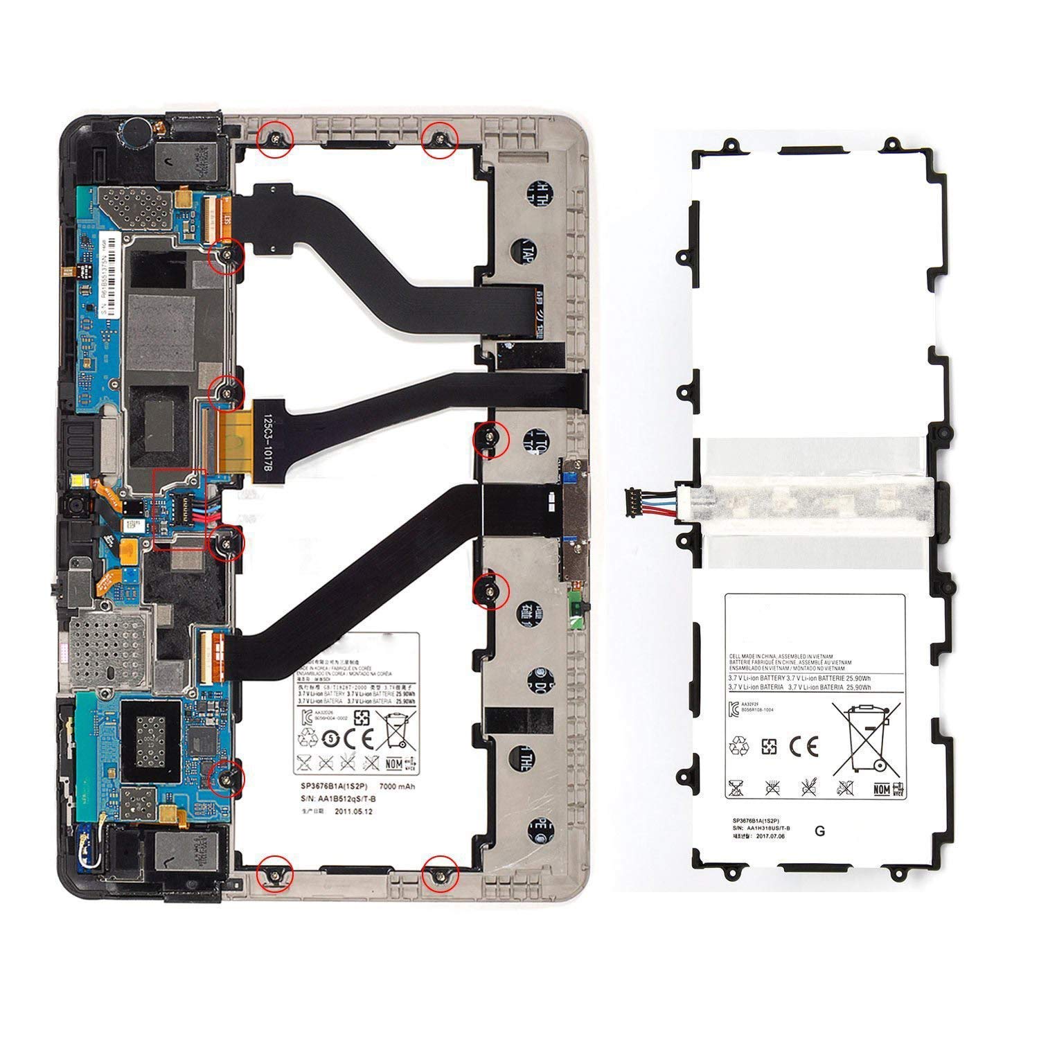 Sp3676B1A(1S2P) Sp3676B1A Tablet Battery Replacement For Samsung Galaxy Tab 2 10.1 Series Gt P7510 Gt 7511 Gt N8010 Gt P5100 Gt