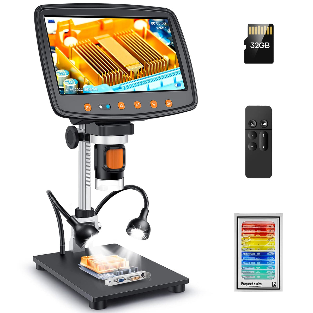 Leipan Digital Microscope With 7'' Lcd Screen,1500X Magnification Soldering Microscope With Hdmi,Coin Microscope With 12Mp Image