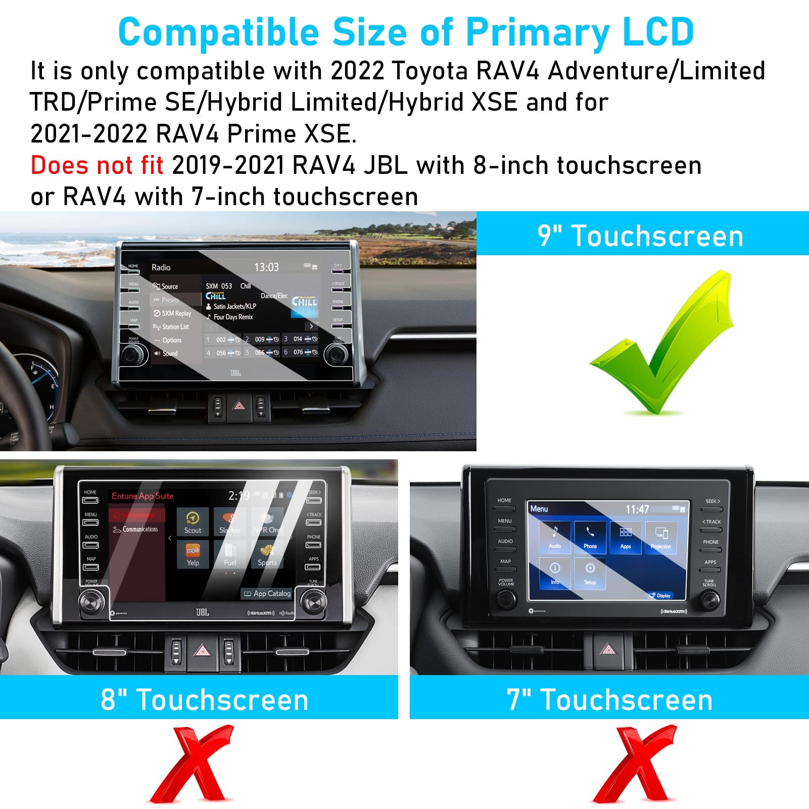 Ttcr Ii Compatible With 2022 Toyota Rav4 Jbl Screen Protector, 9 Inch Tempered Glass Touchscreen Protector For 2022 Rav4 Adventure/Limited/Trd/Prime Se/Hybrid Limited And Xse Navigation Display